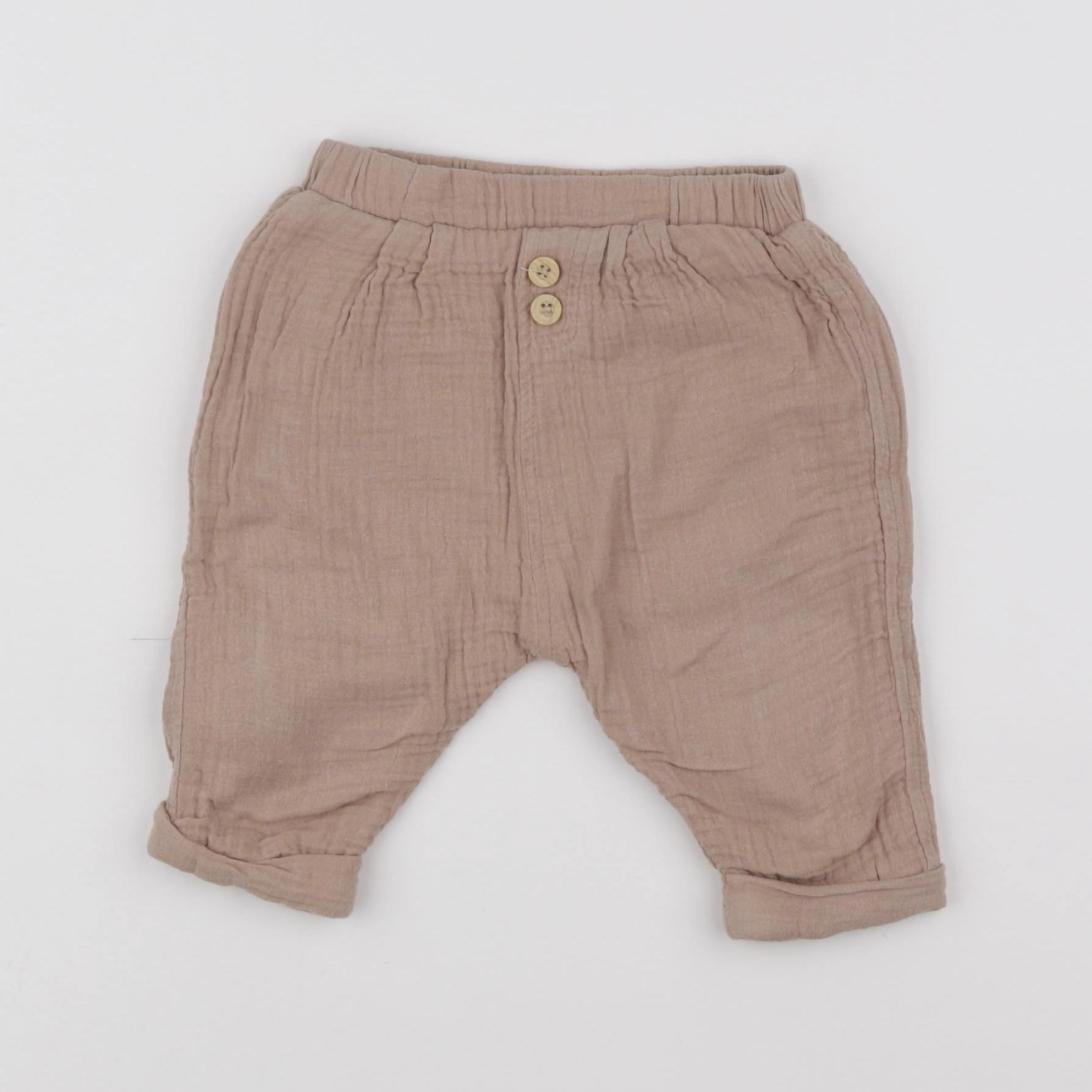 Vertbaudet - pantalon beige - 9 mois