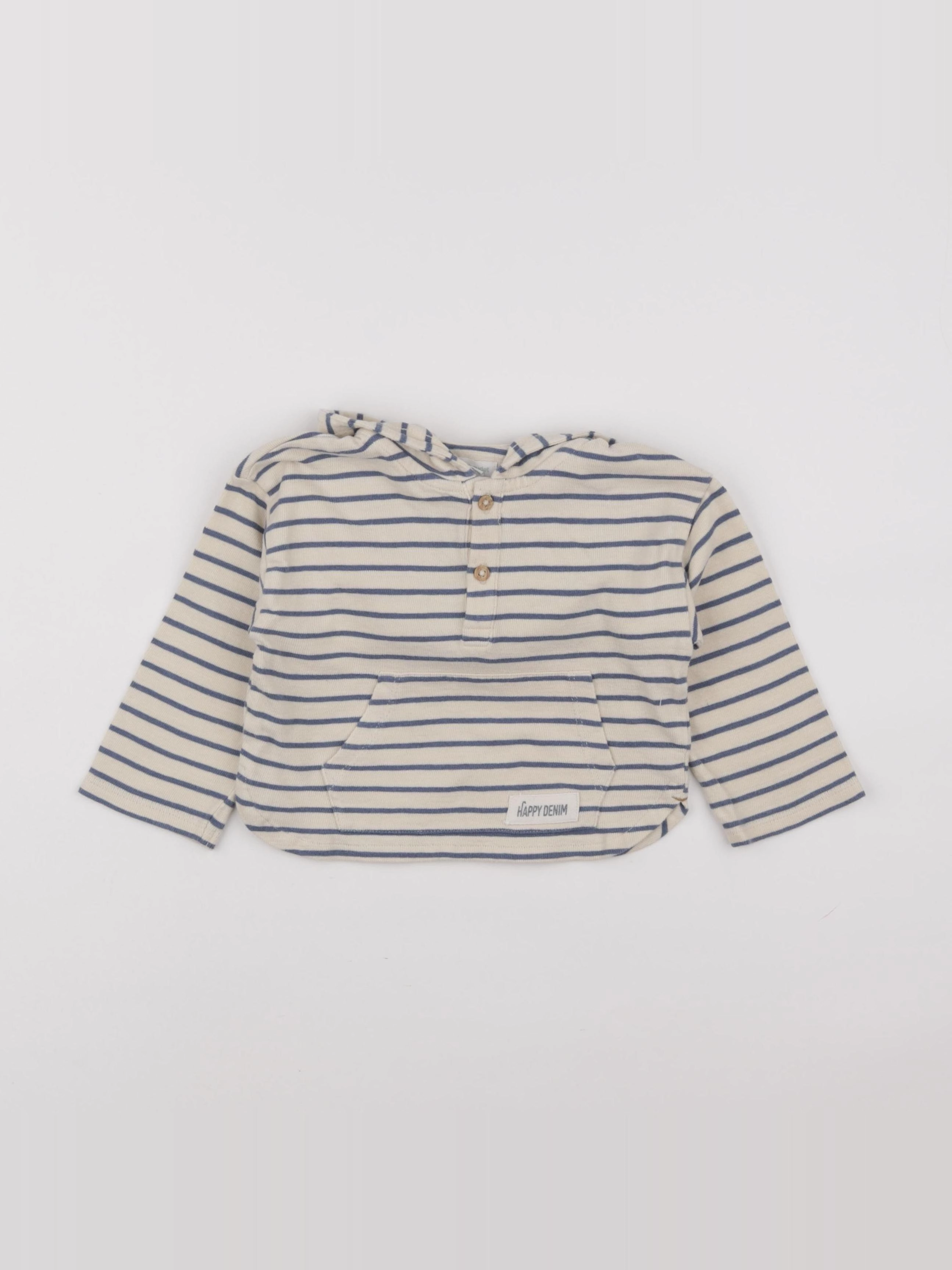 Vertbaudet - sweat beige, bleu - 24 mois