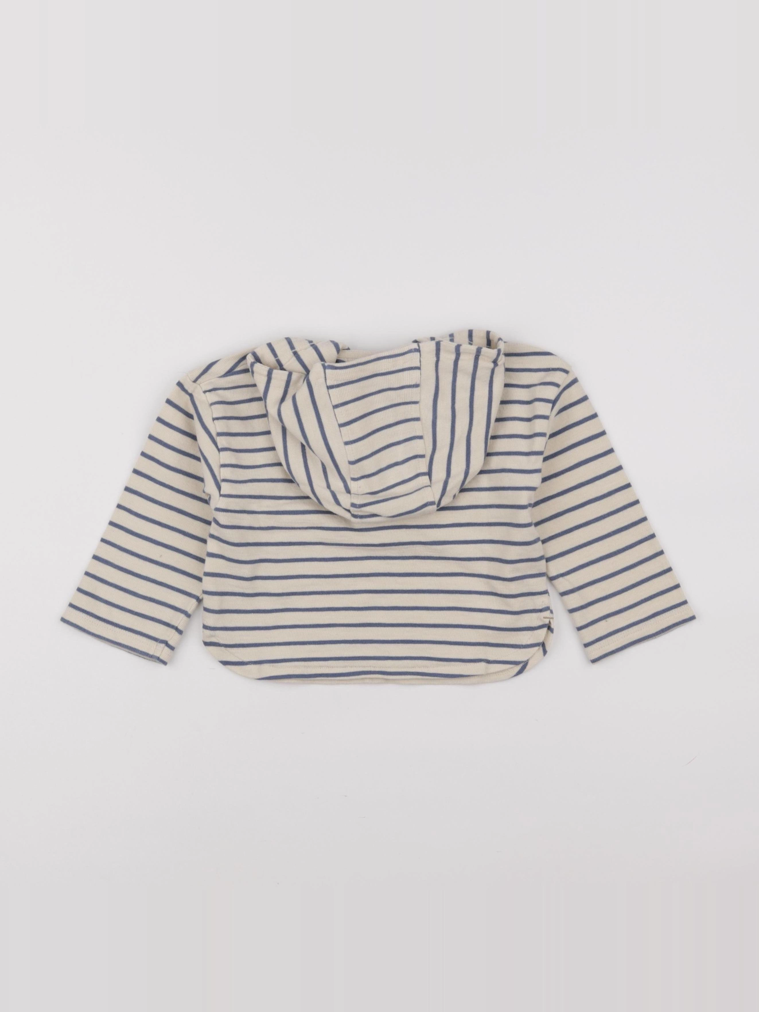 Vertbaudet - sweat beige, bleu - 24 mois
