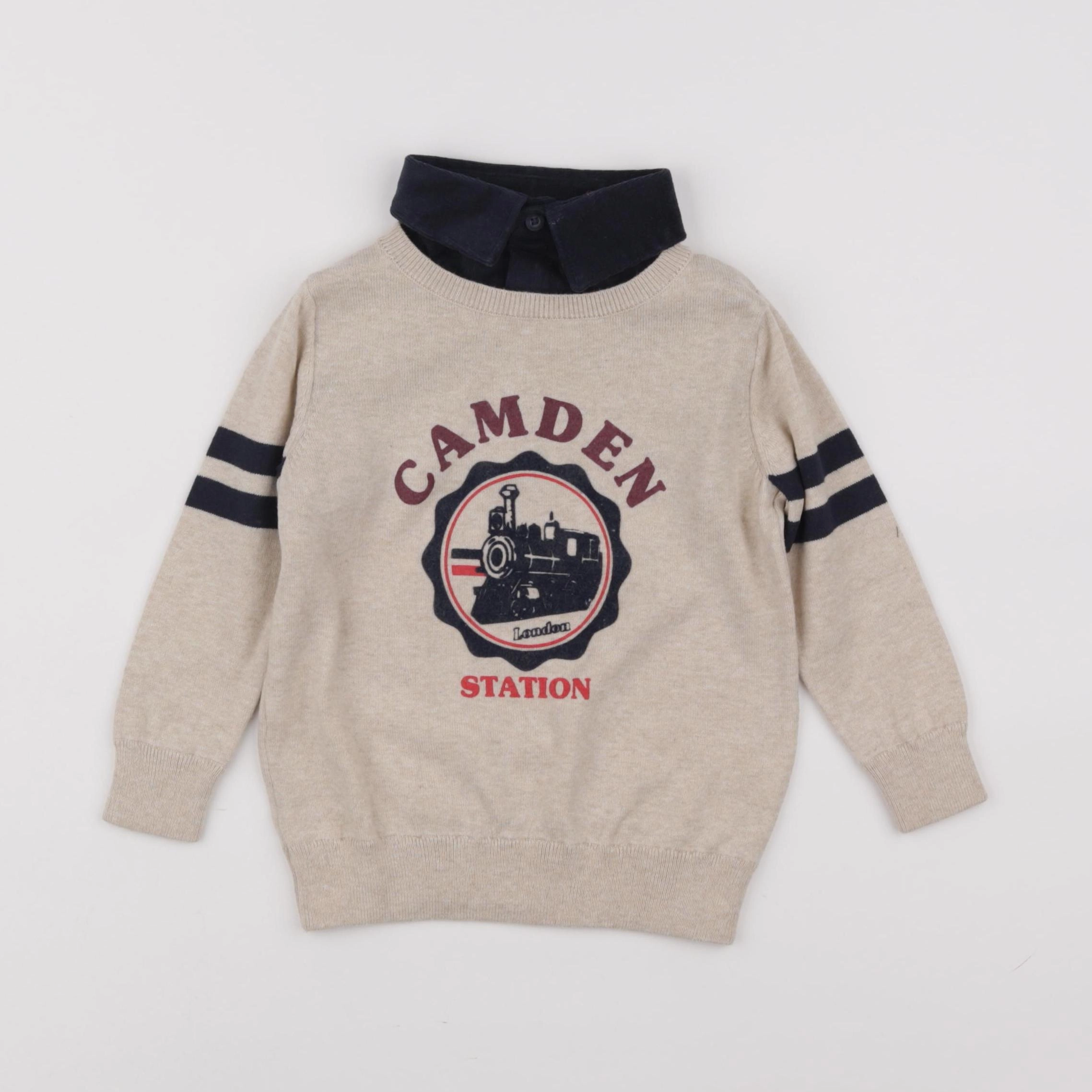 Vertbaudet - pull beige - 2 ans