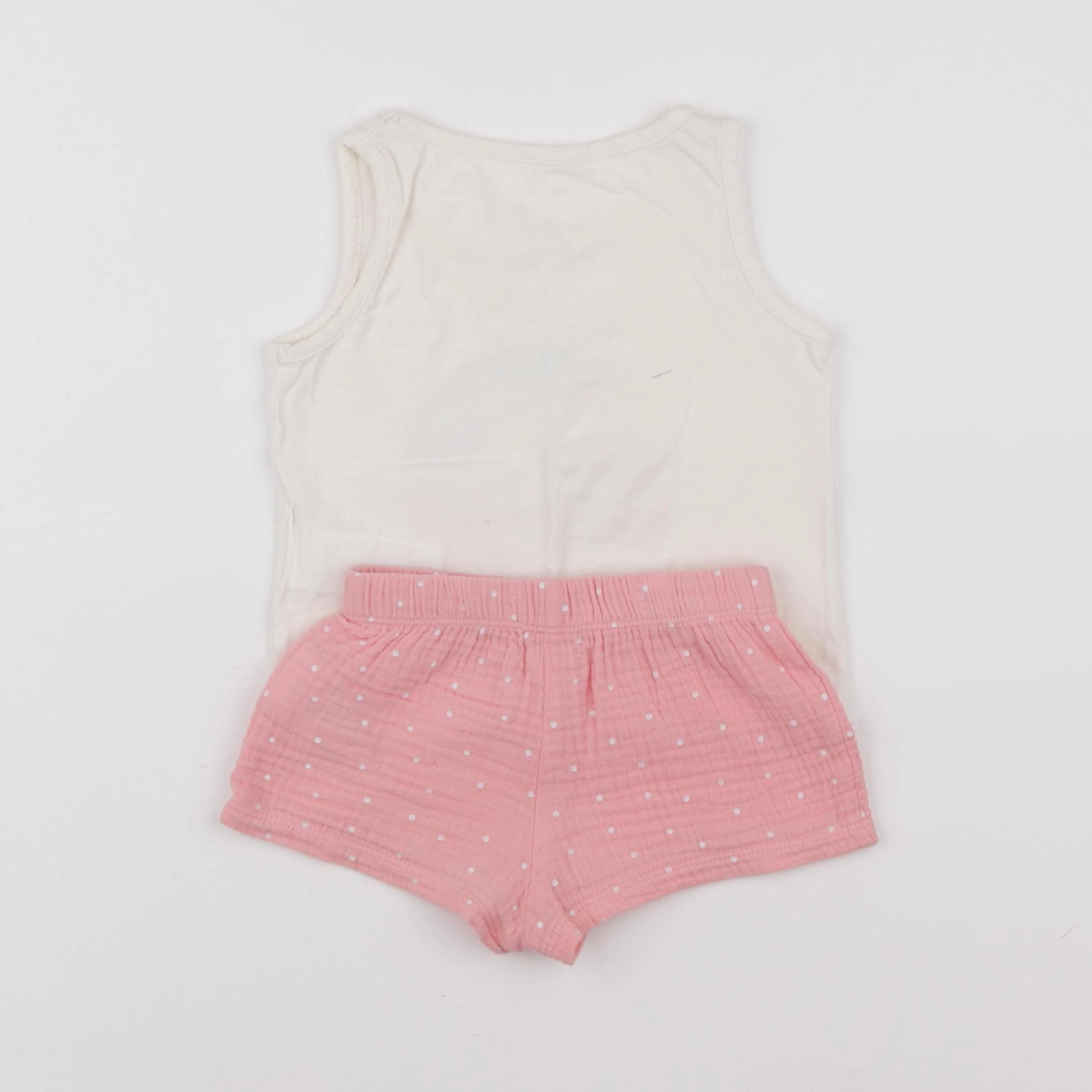 Vertbaudet - pyjama coton beige, rose - 2 ans