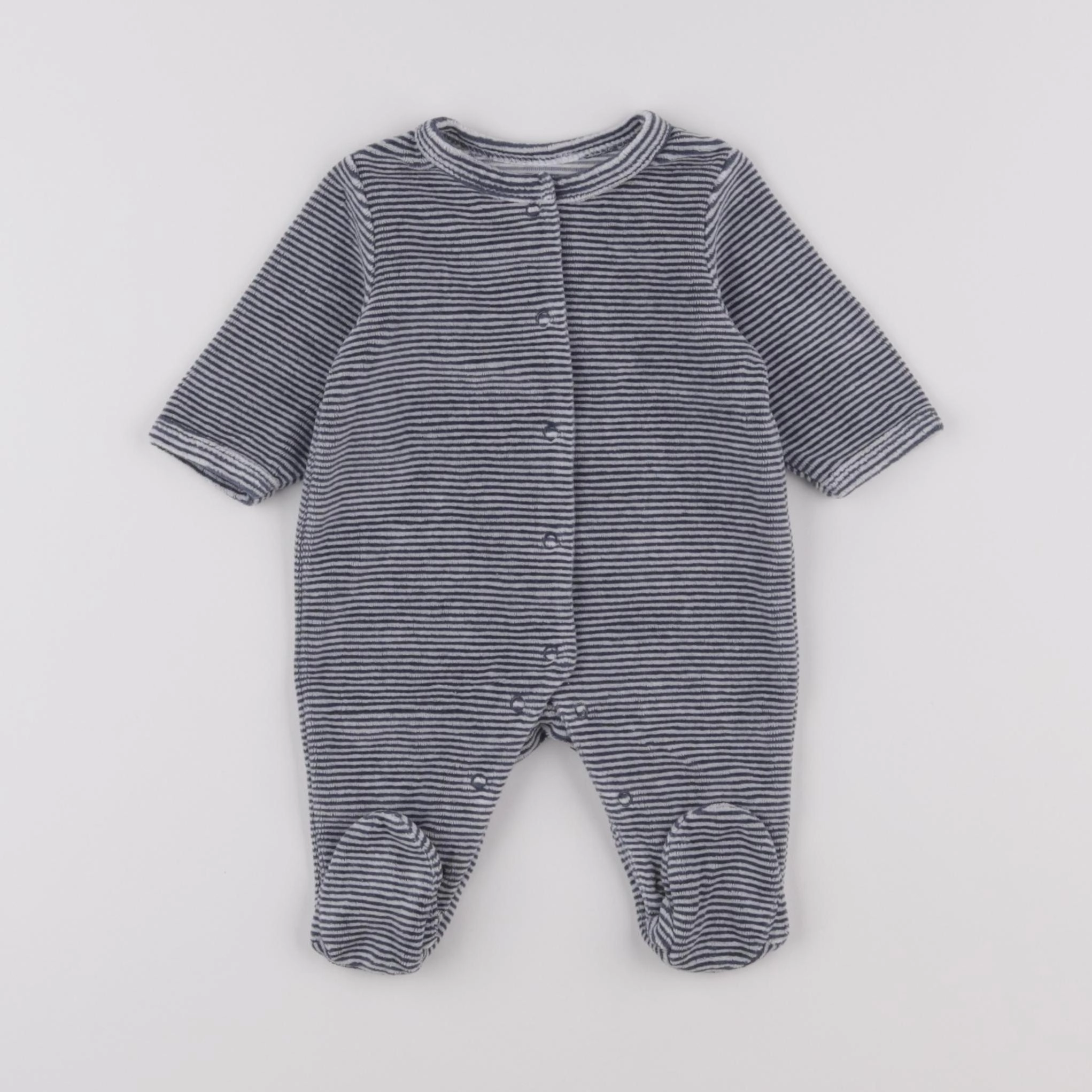 Vertbaudet - pyjama velours bleu - 0 mois