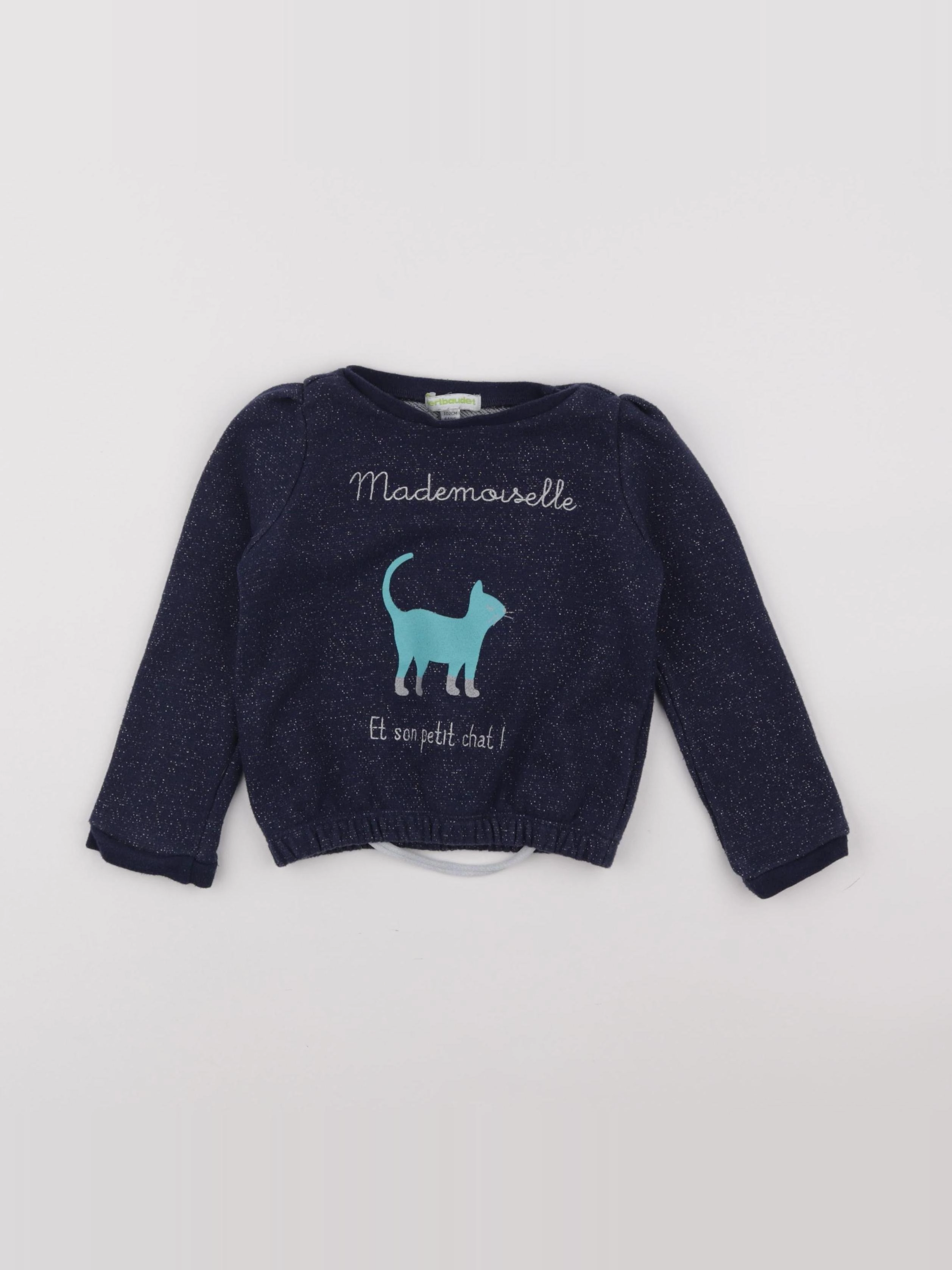 Vertbaudet - sweat bleu, argent - 4 ans