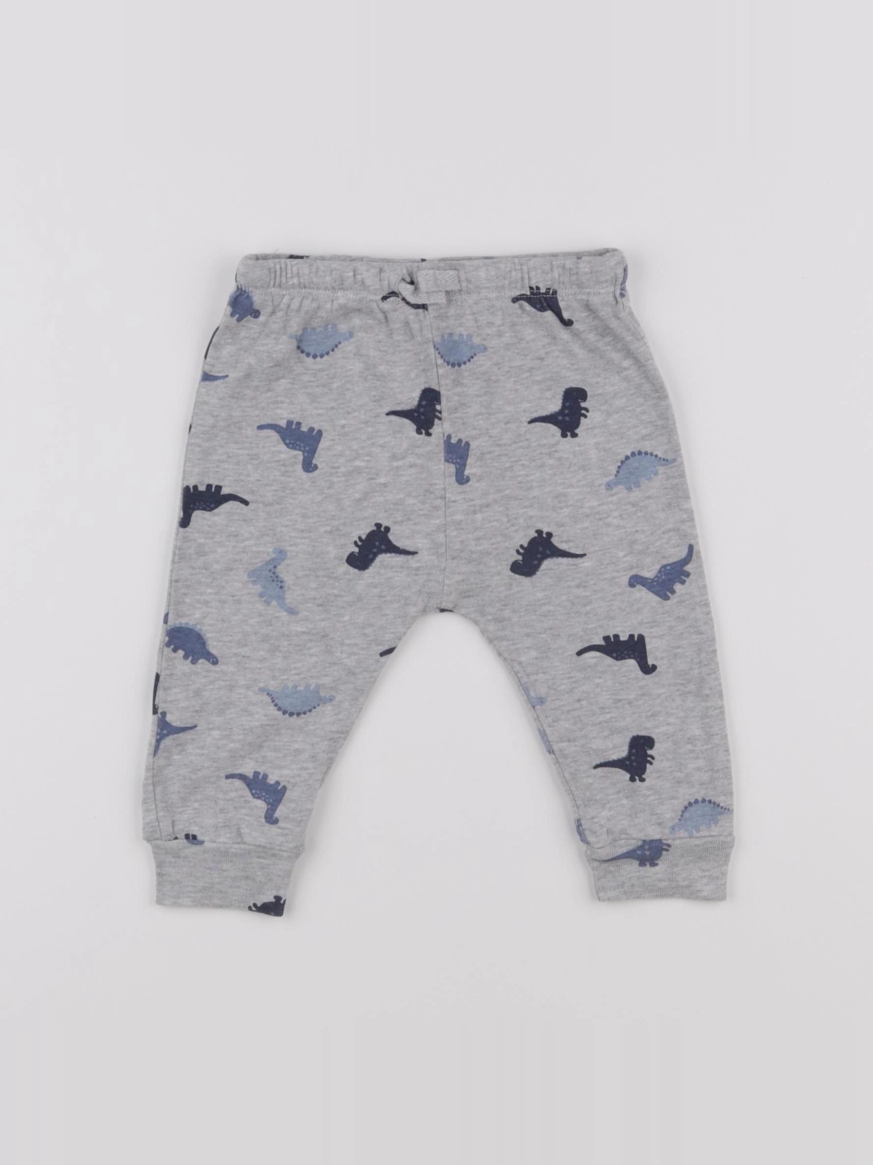 H&M - pantalon bleu, gris - 3/6 mois
