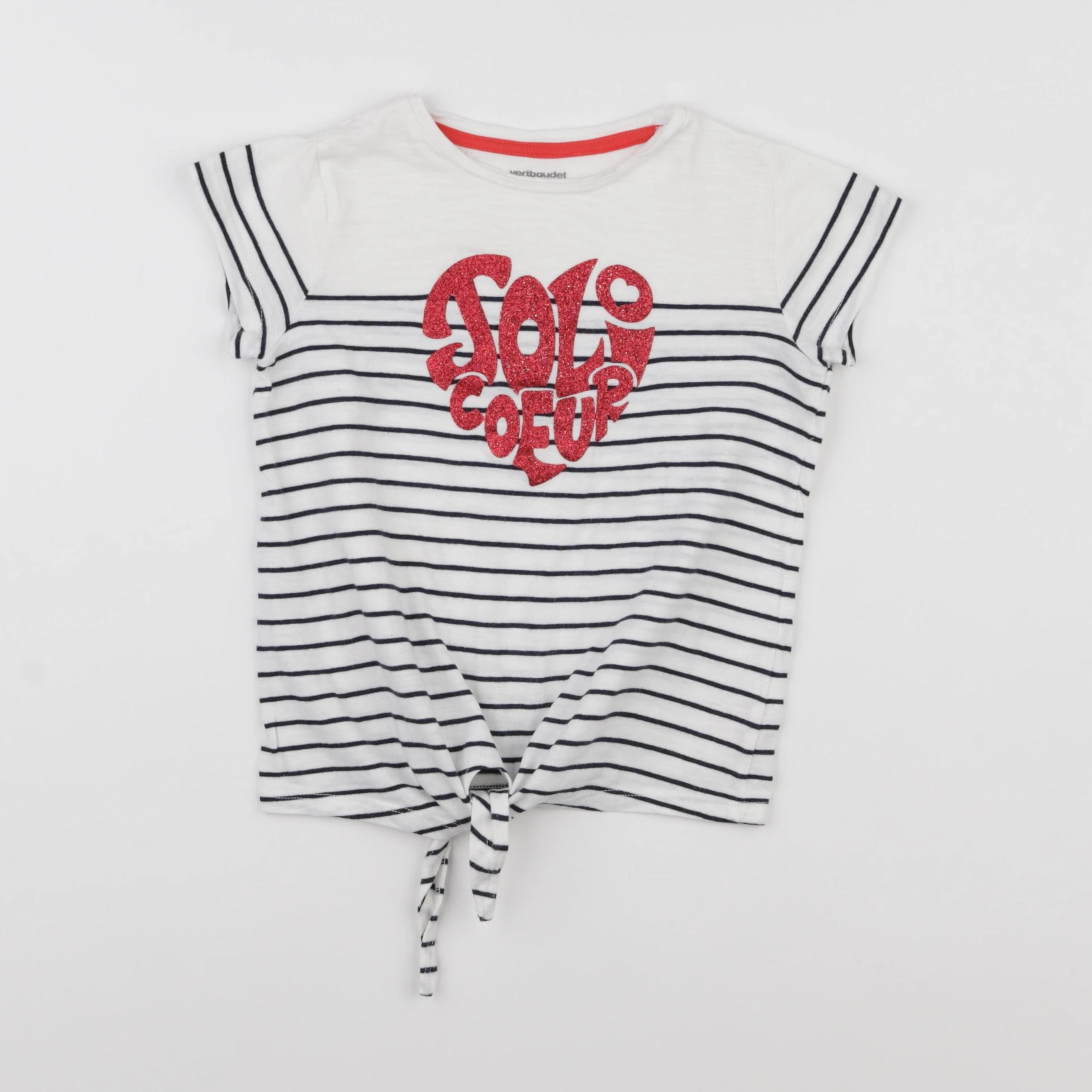 Vertbaudet - tee-shirt blanc, bleu, rouge - 5 ans