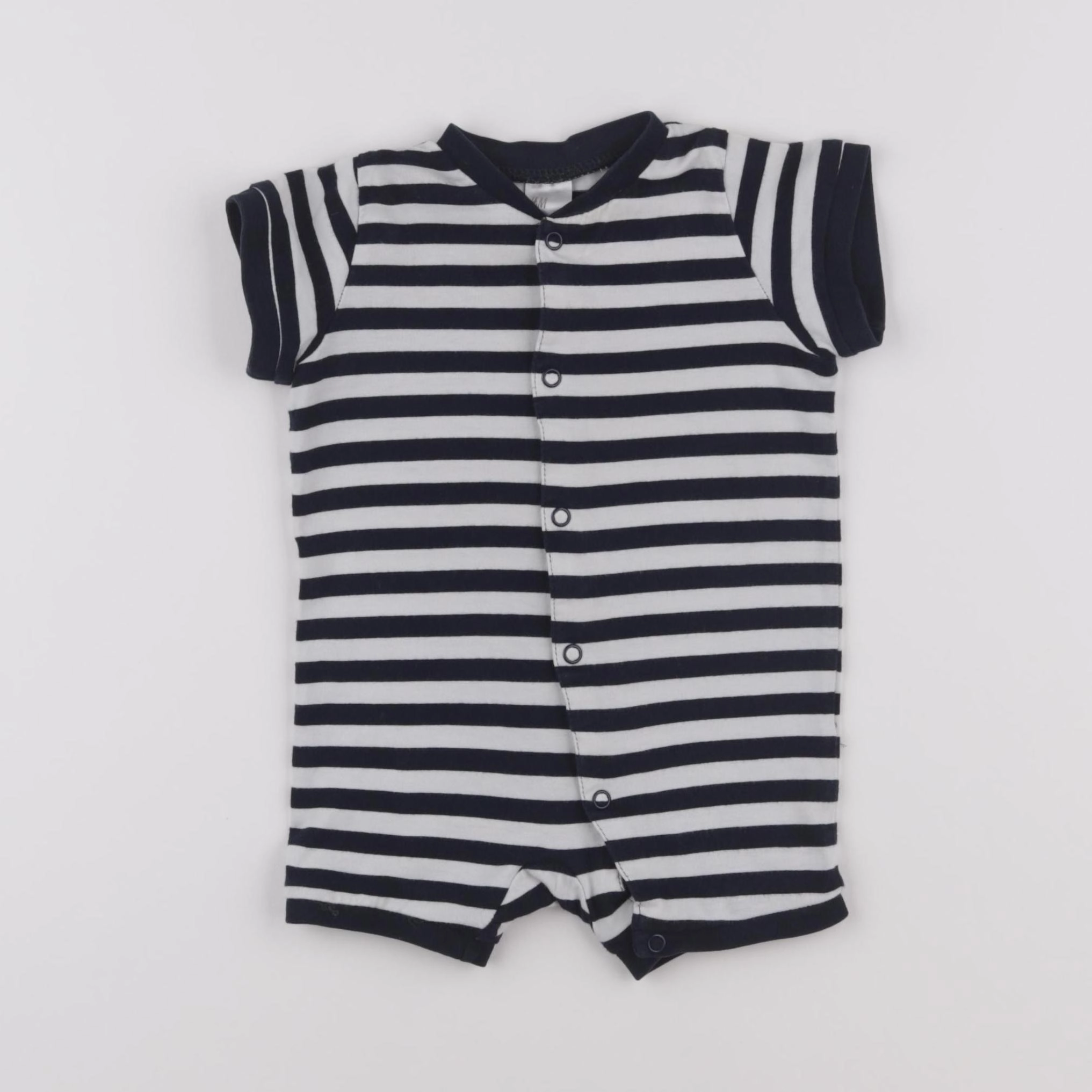 H&M - pyjama coton bleu, blanc - 1/3 mois
