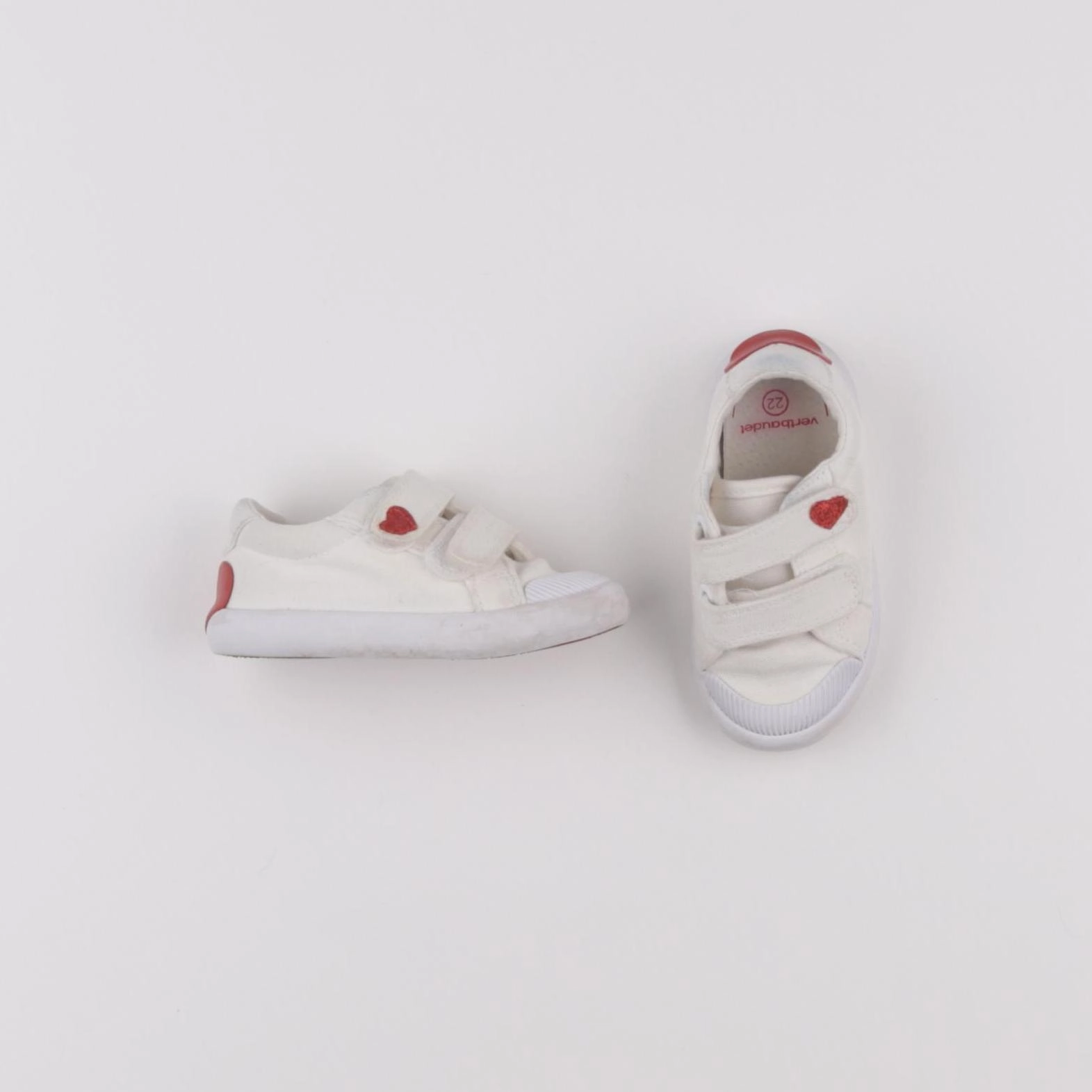 Vertbaudet - tennis à scratch/ lacets beige - pointure 22