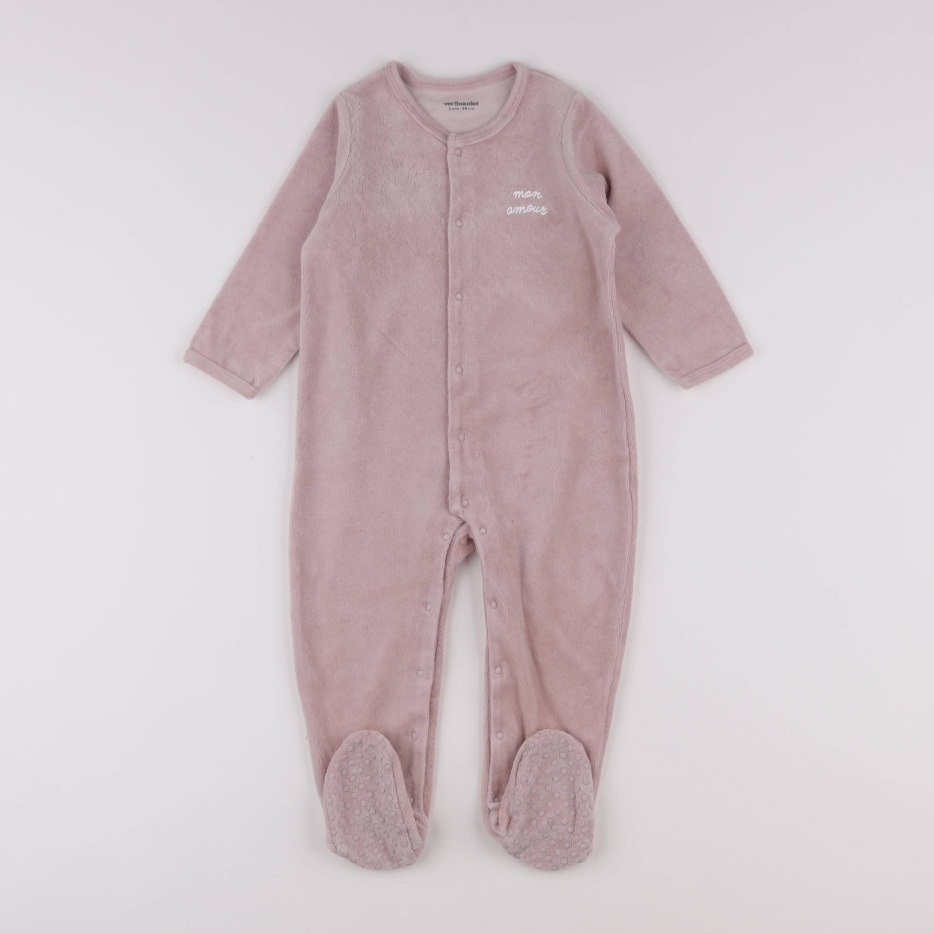 Vertbaudet - pyjama velours rose - 2 ans