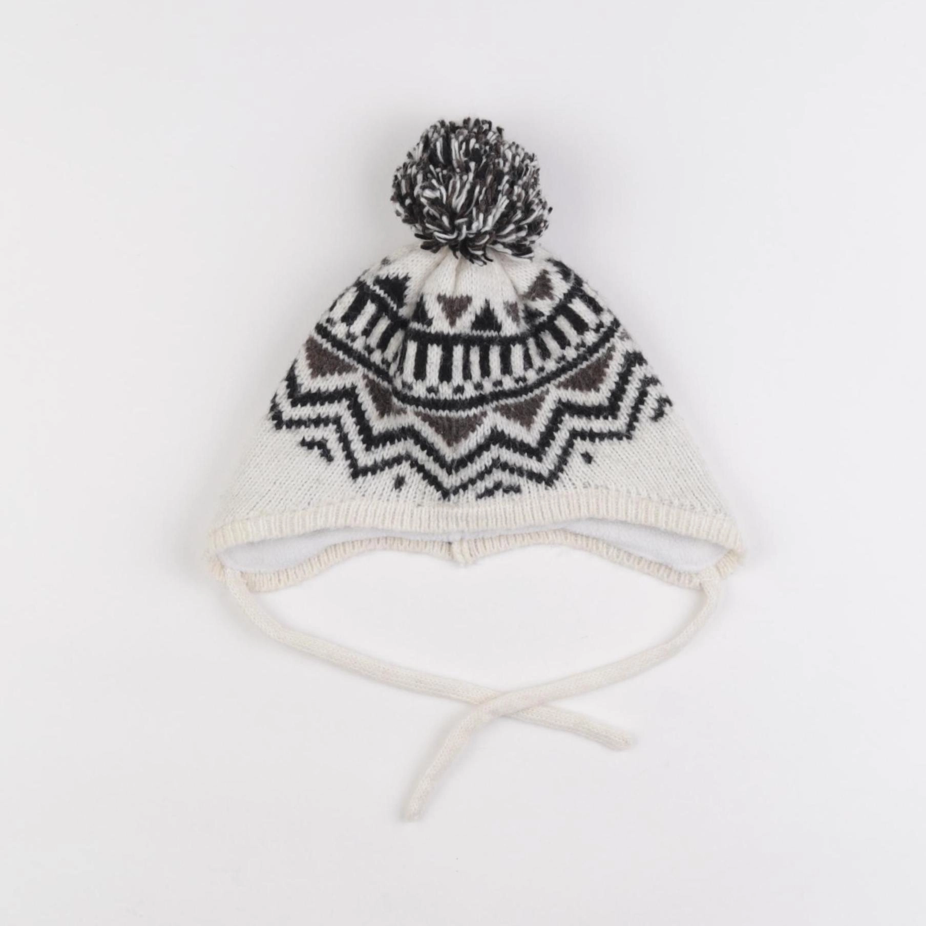 Vertbaudet - bonnet beige, noir - 6/7 ans