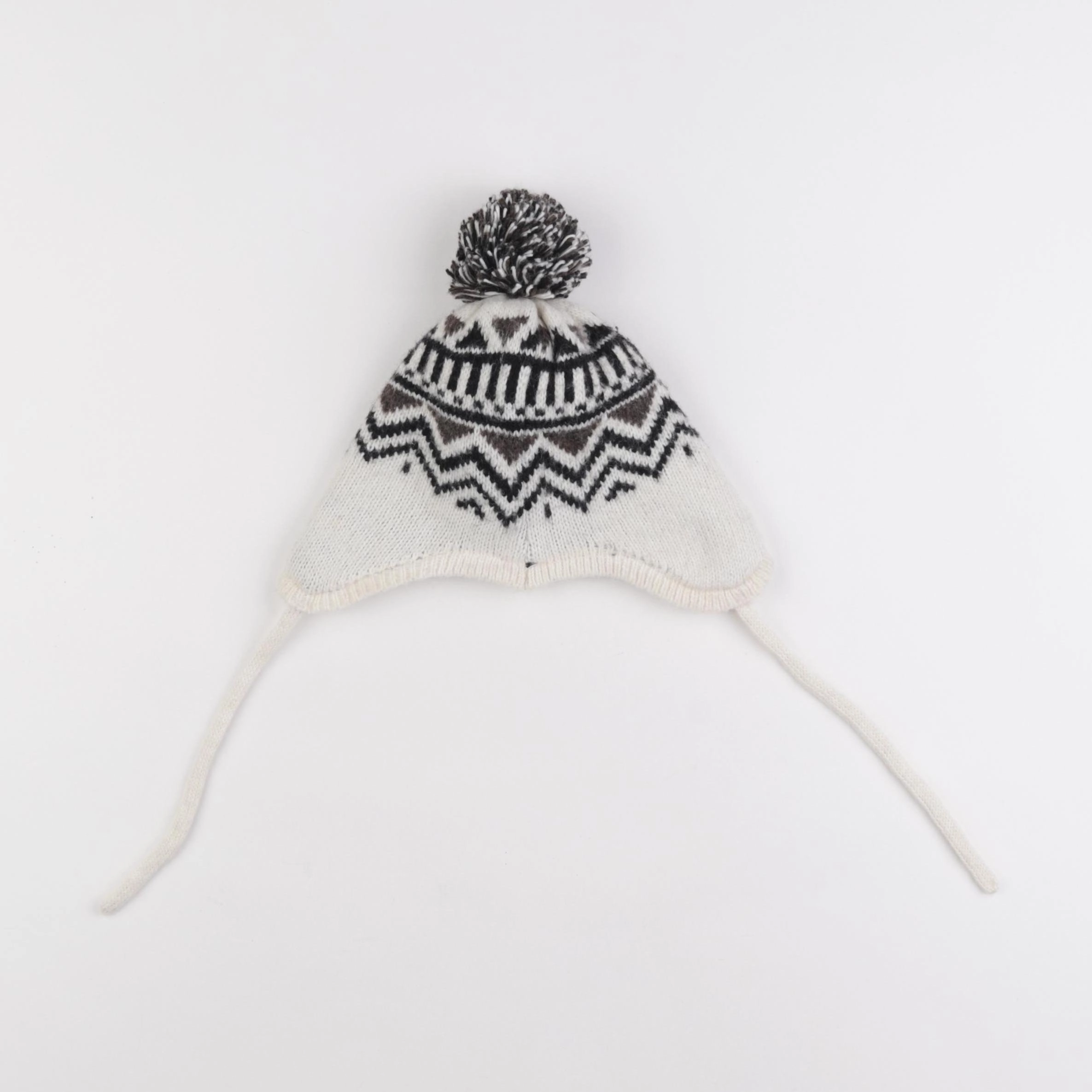Vertbaudet - bonnet beige, noir - 6/7 ans