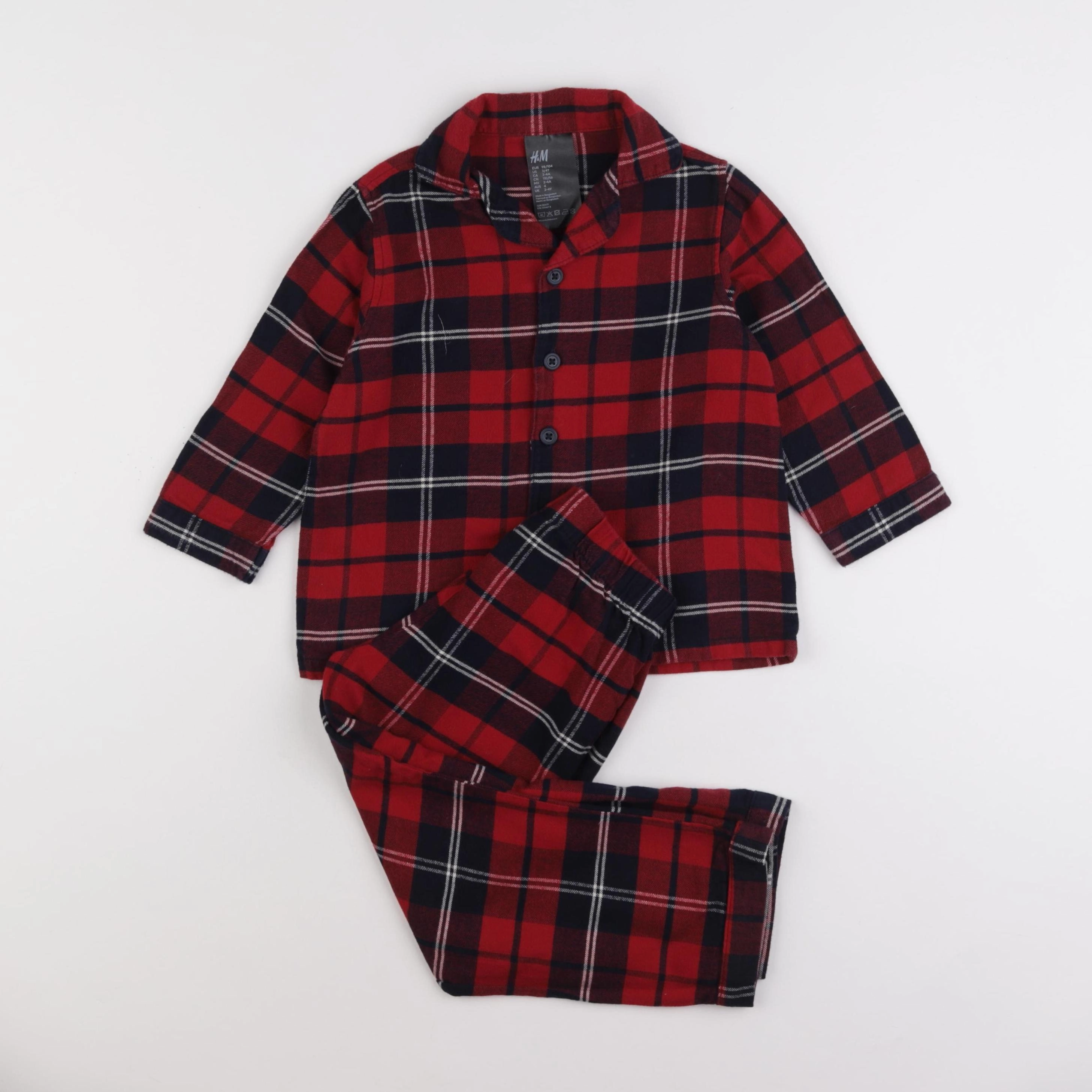 H&M - pyjama coton rouge - 2/4 ans