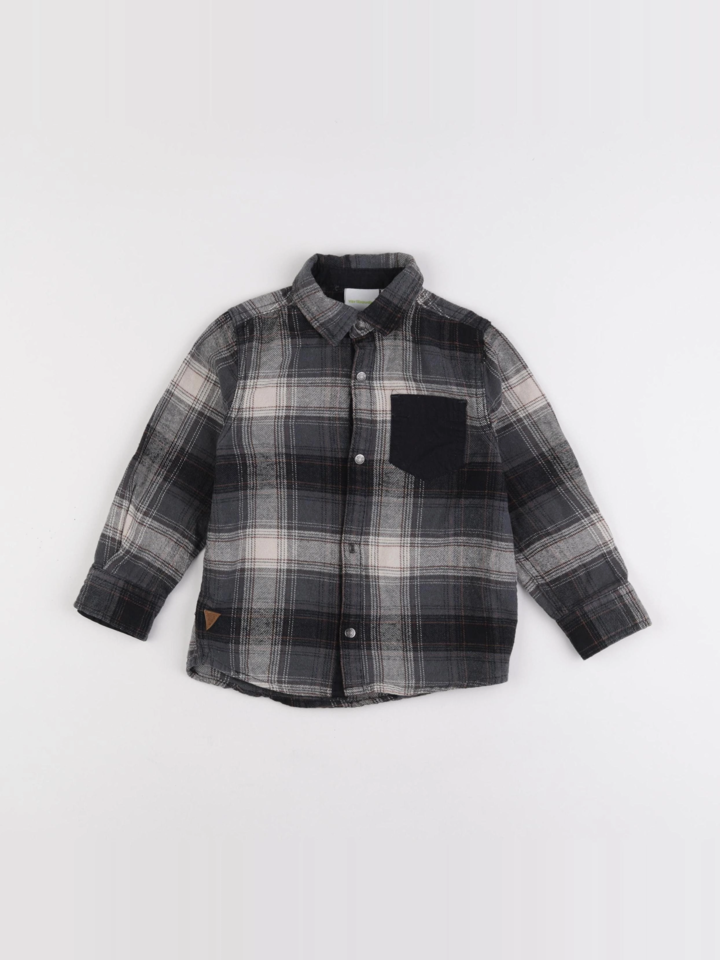 Vertbaudet - chemise gris, noir - 4 ans