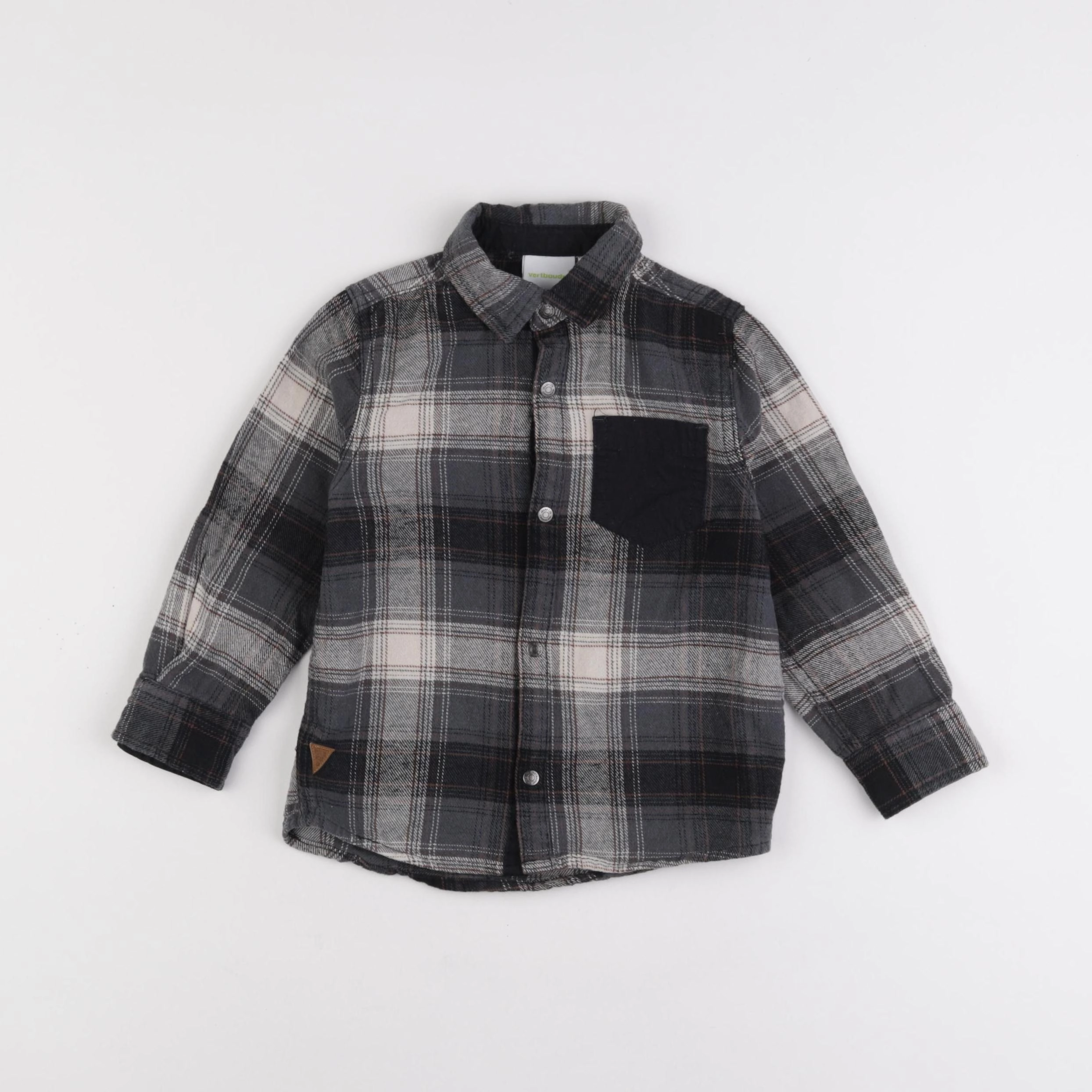 Vertbaudet - chemise gris, noir - 4 ans