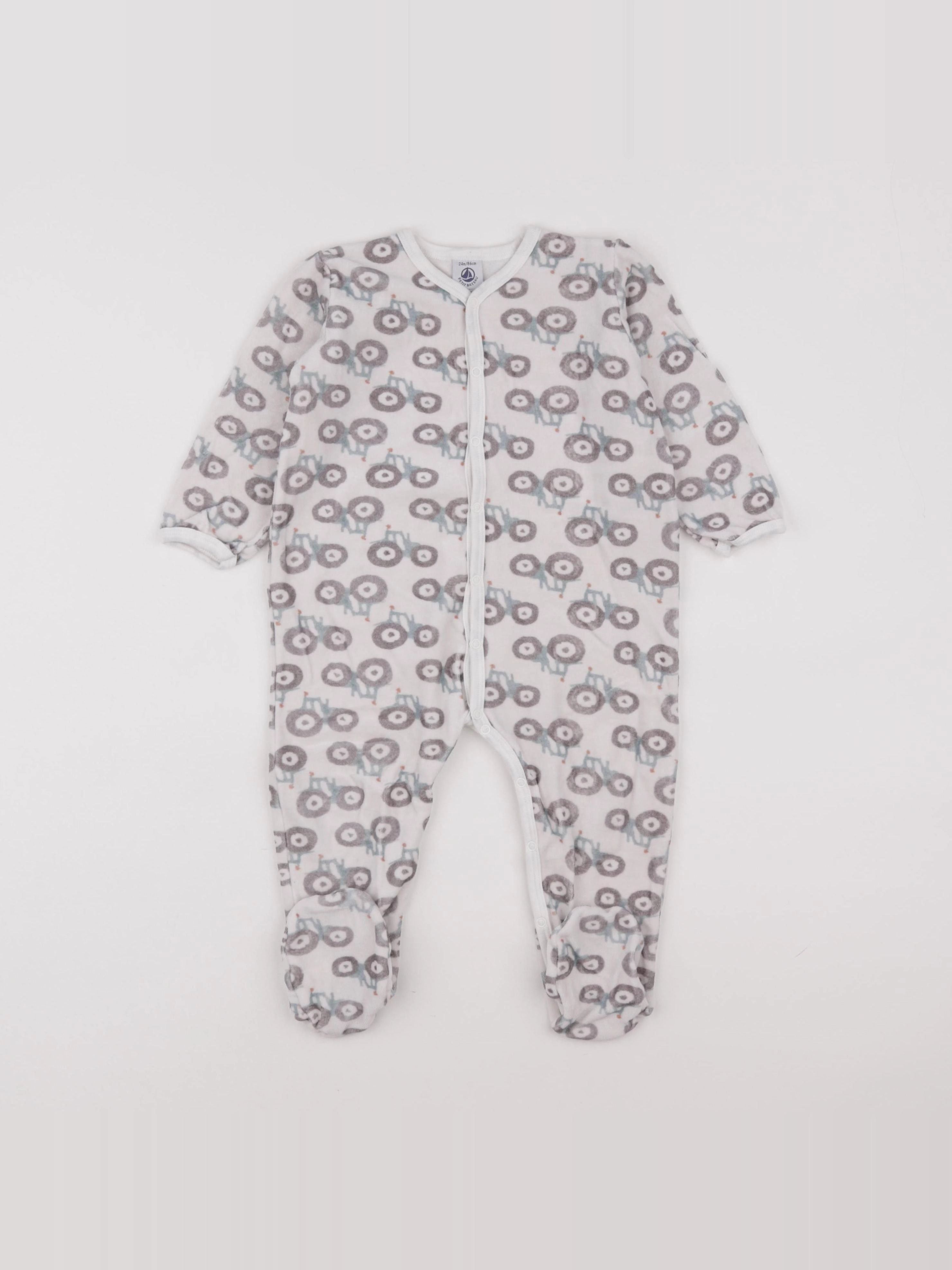 Petit Bateau - pyjama velours gris - 24 mois