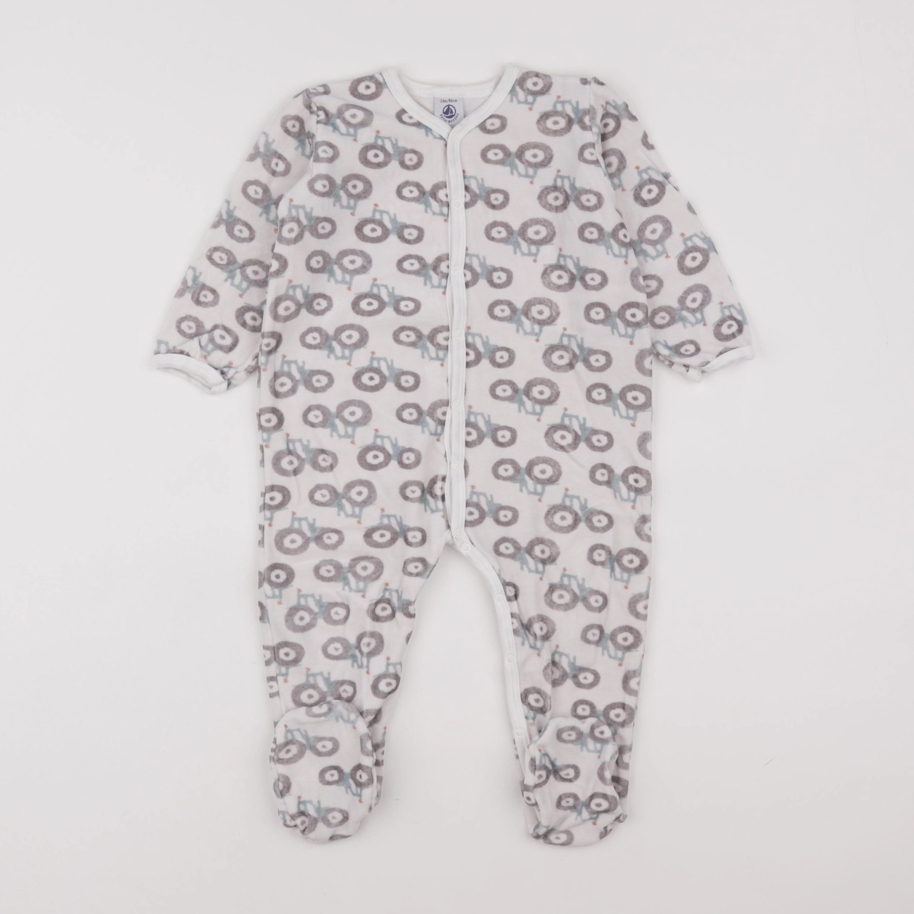 Petit Bateau - pyjama velours gris - 24 mois