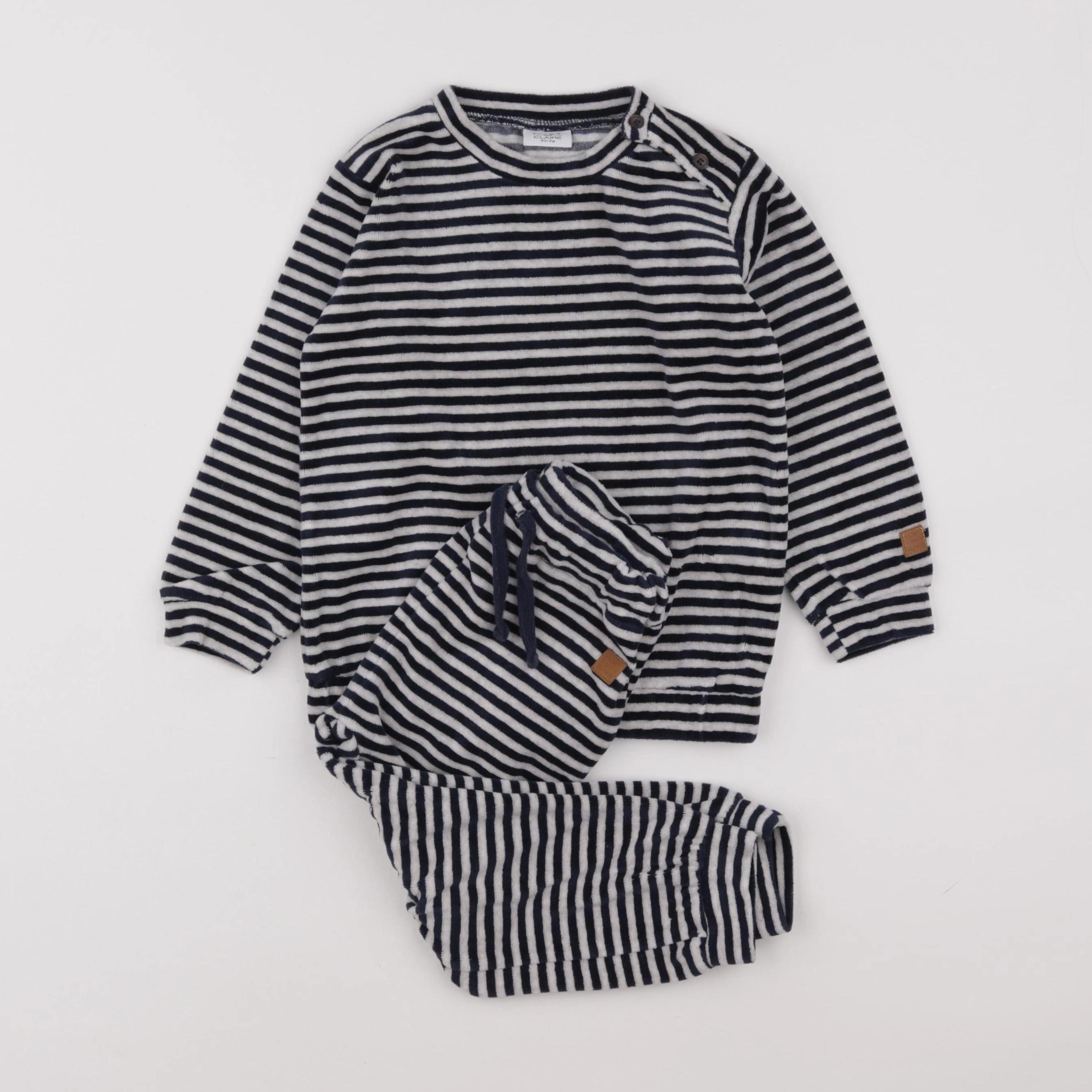 Hust & Claire - pyjama velours bleu - 2 ans