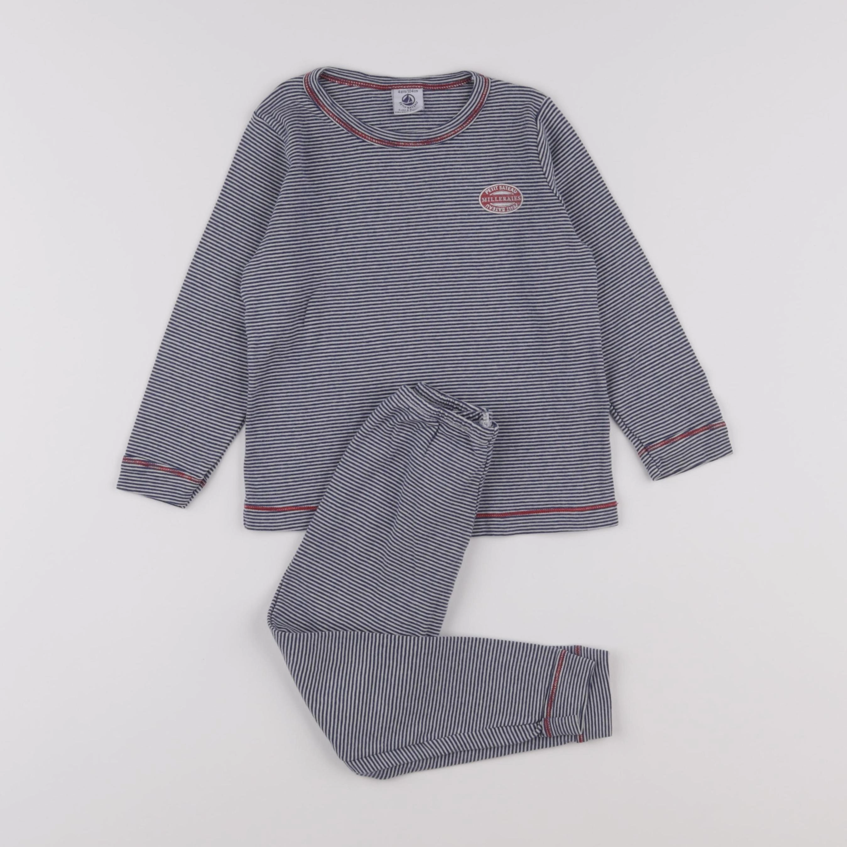 Petit Bateau - pyjama coton bleu - 4 ans
