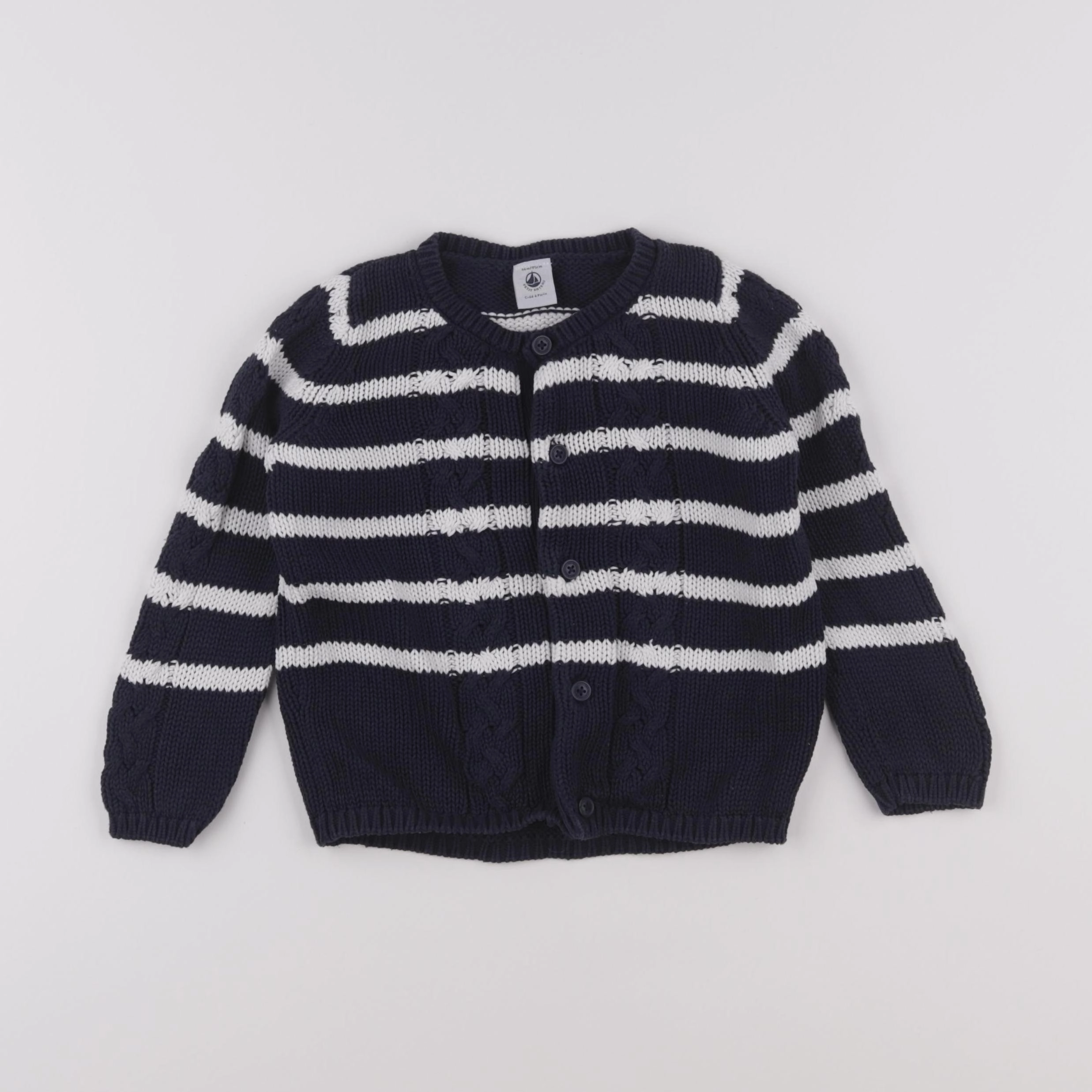 Petit Bateau - gilet blanc, bleu - 36 mois