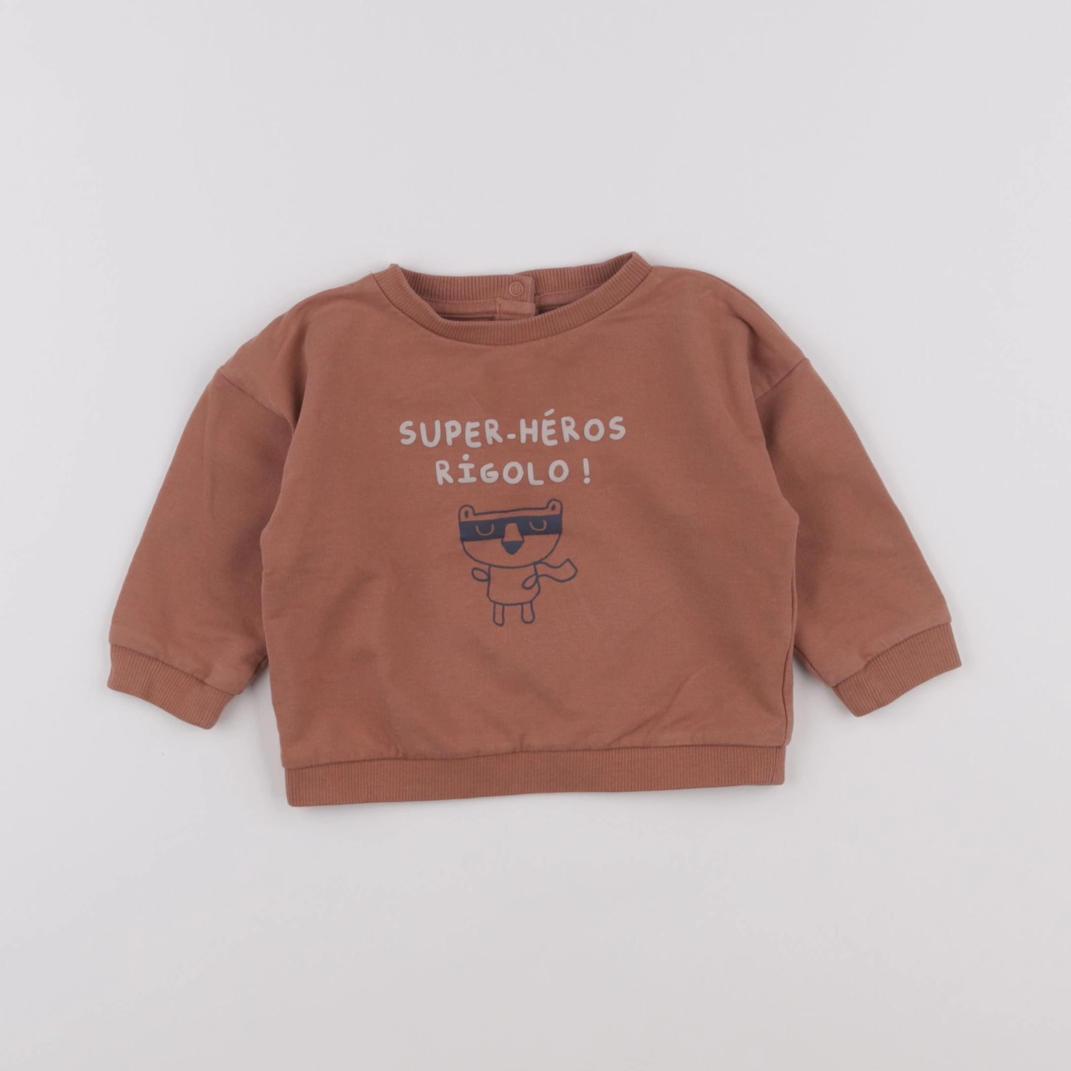 Vertbaudet - sweat marron - 12 mois