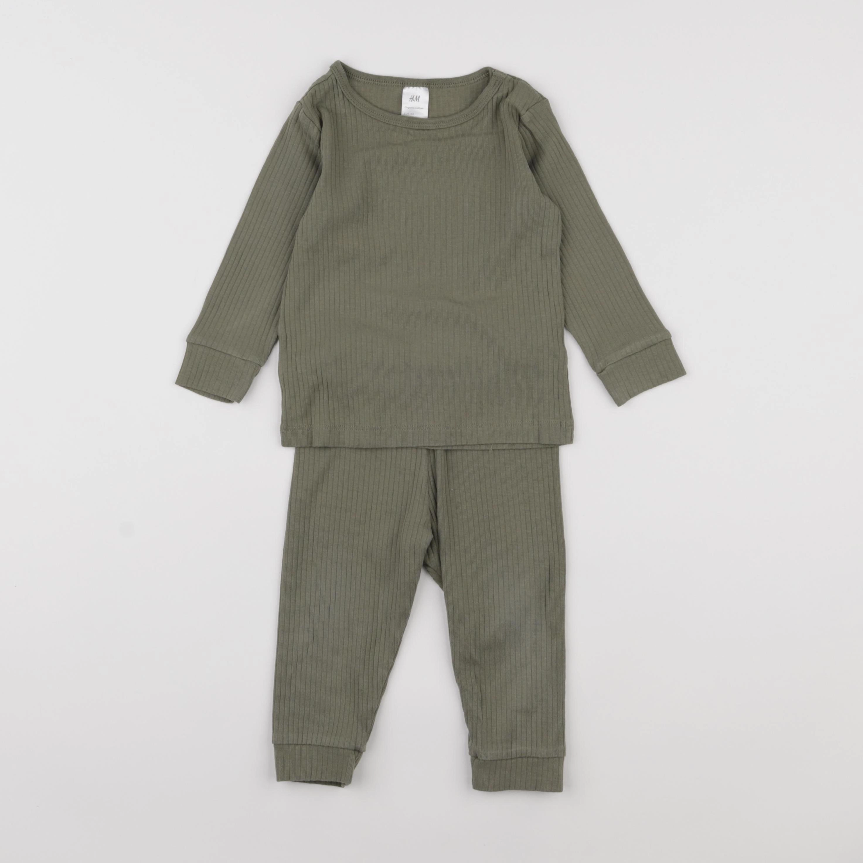 H&M - pyjama coton vert - 12 mois