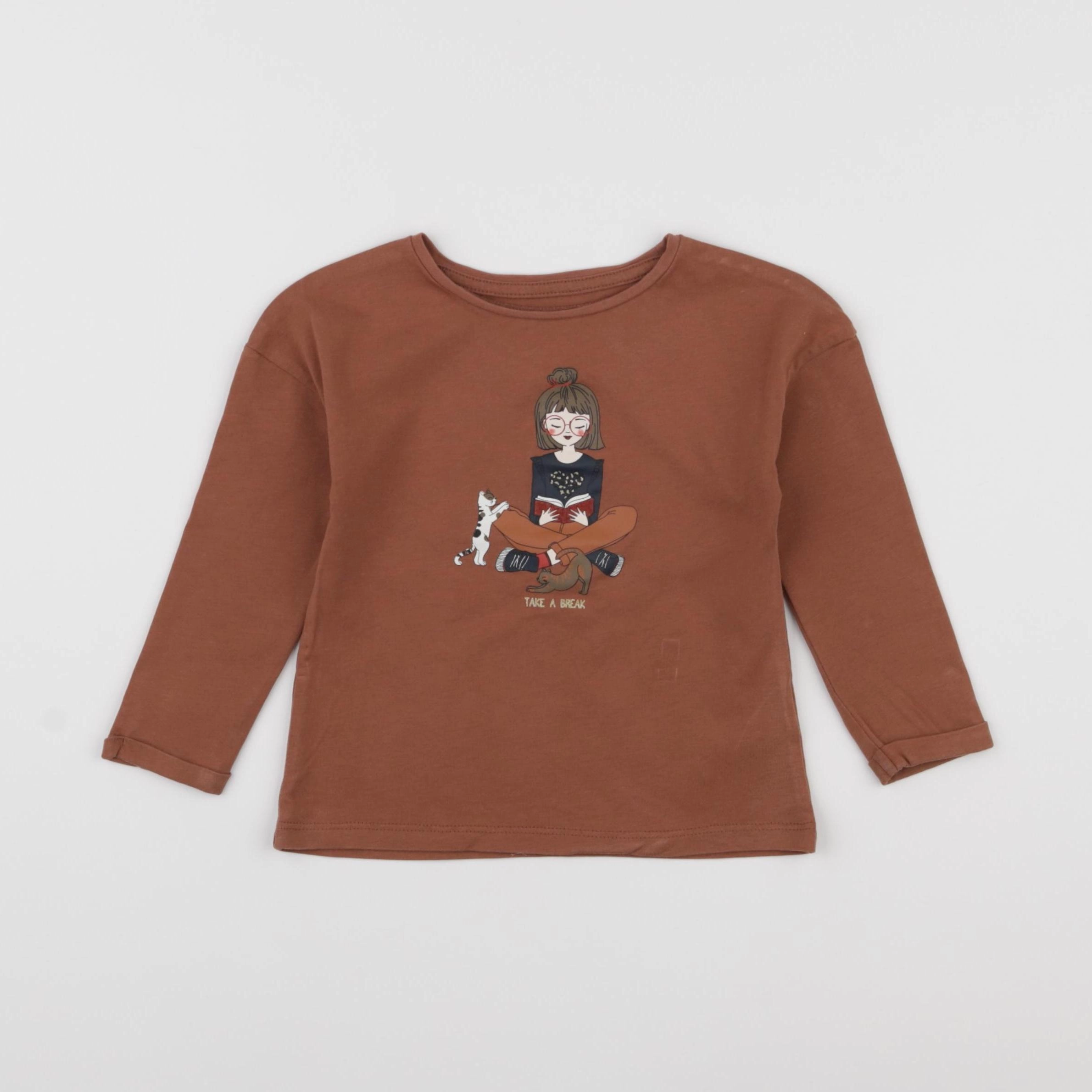 Vertbaudet - tee-shirt marron - 2 ans
