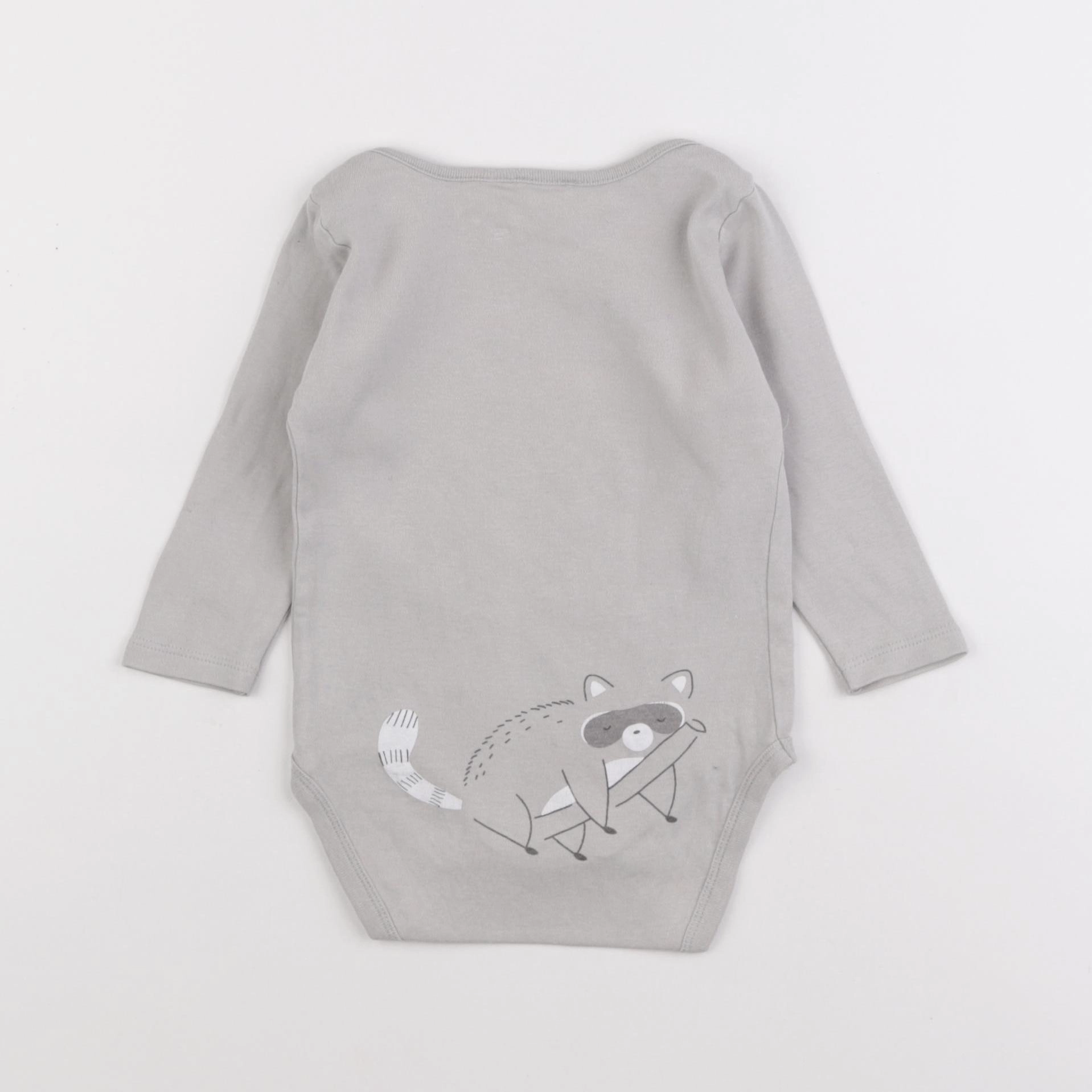 Zara - body gris - 12/18 mois