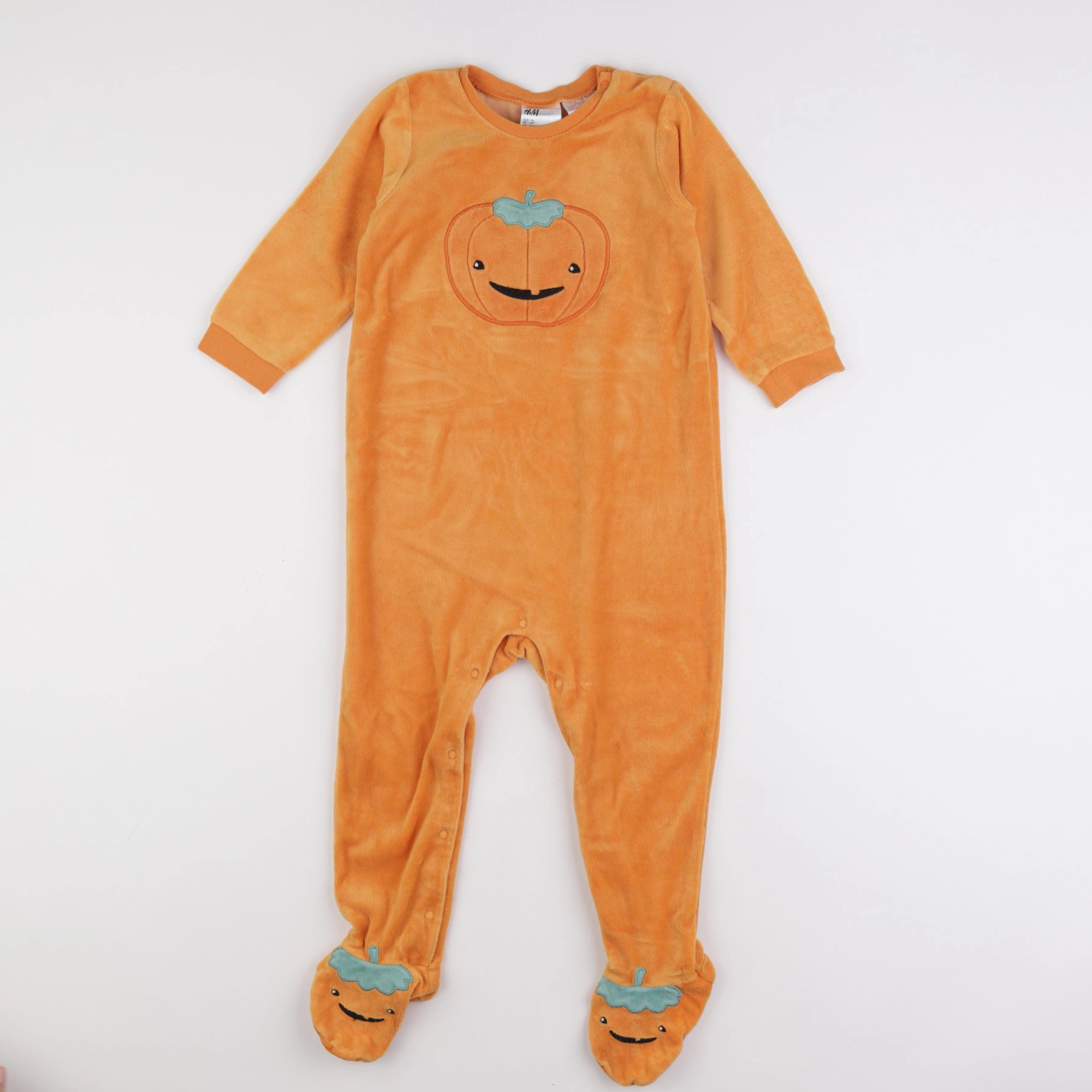 H&M - pyjama velours orange - 2/3 ans