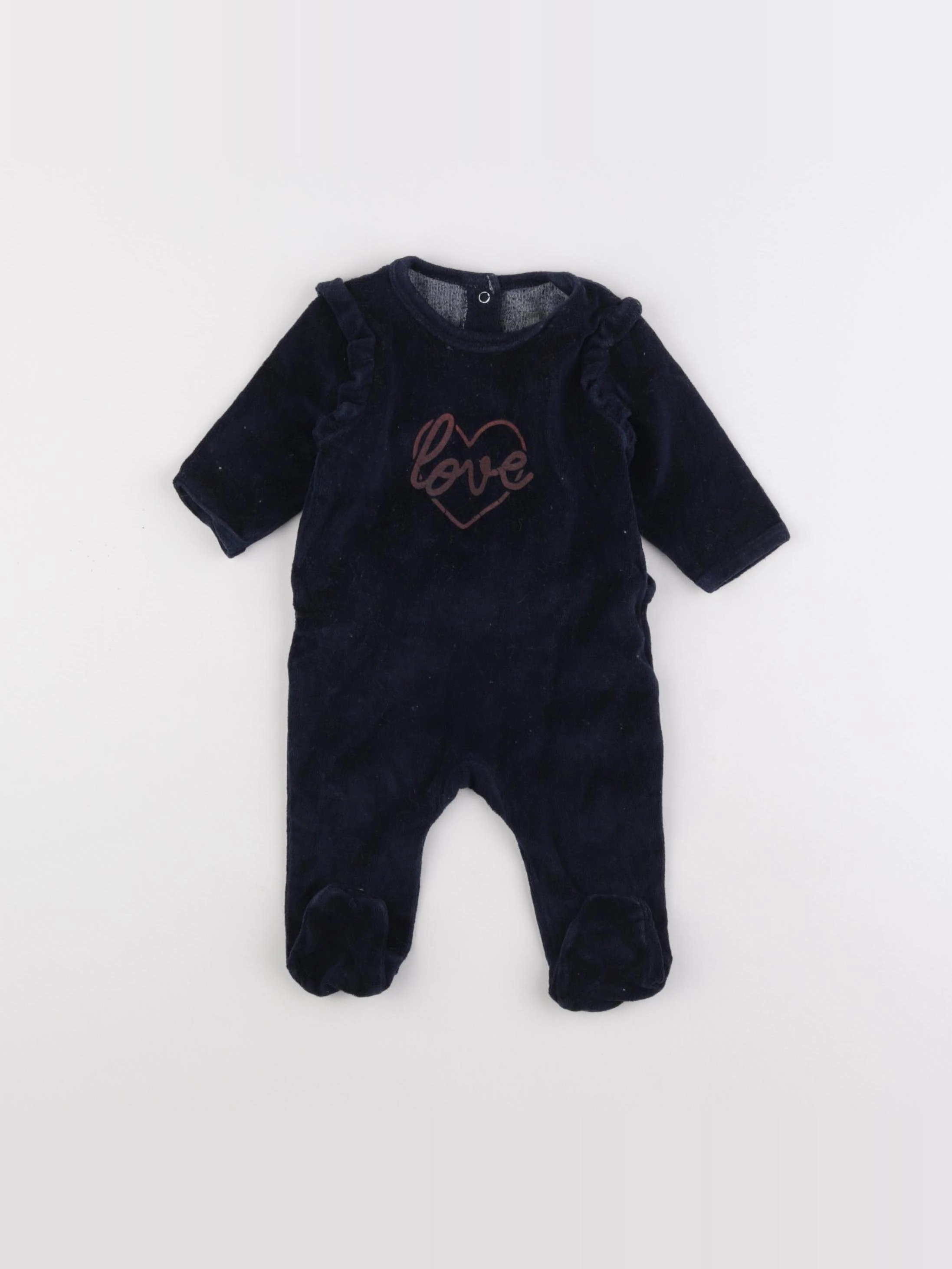 Vertbaudet - pyjama velours bleu - 3 mois
