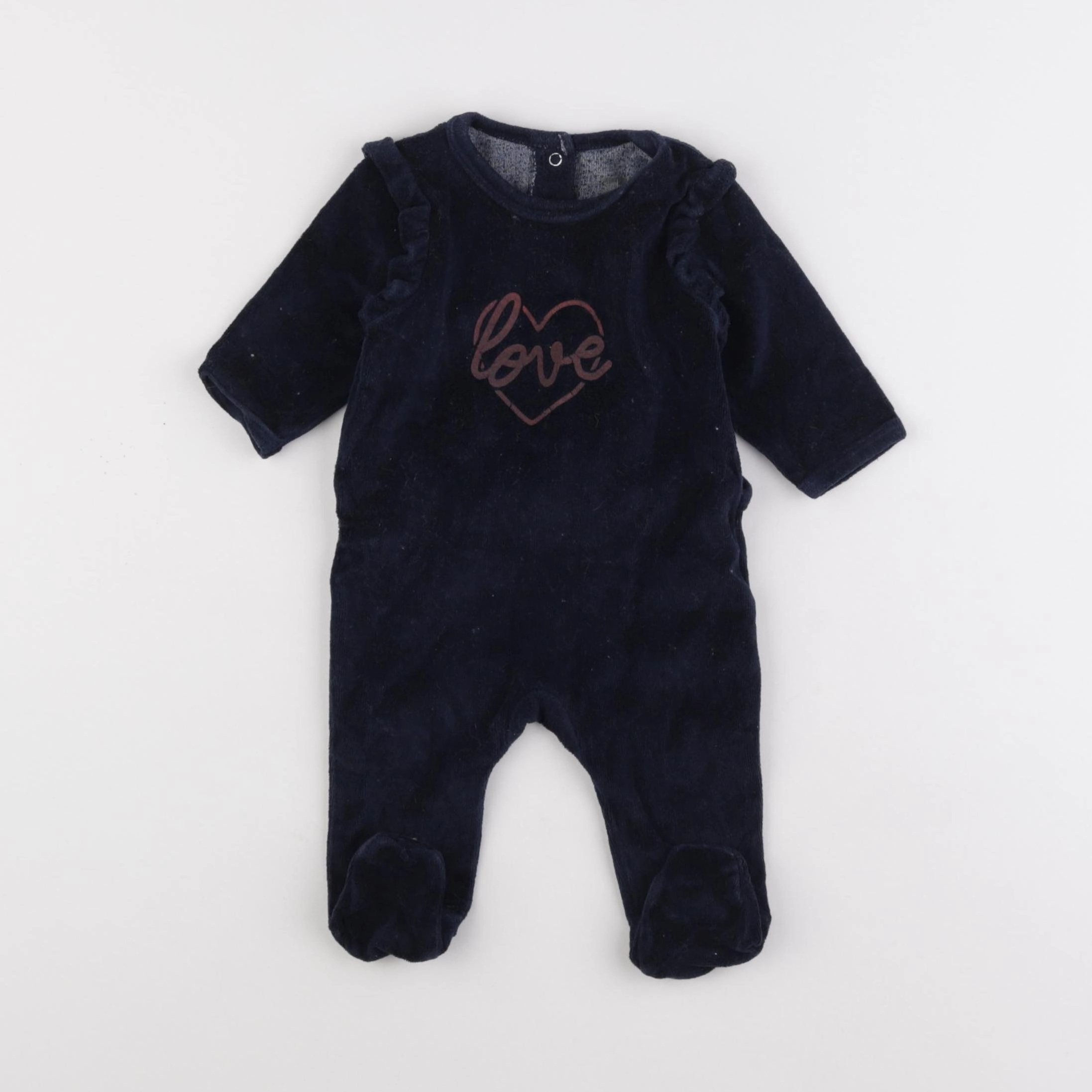 Vertbaudet - pyjama velours bleu - 3 mois