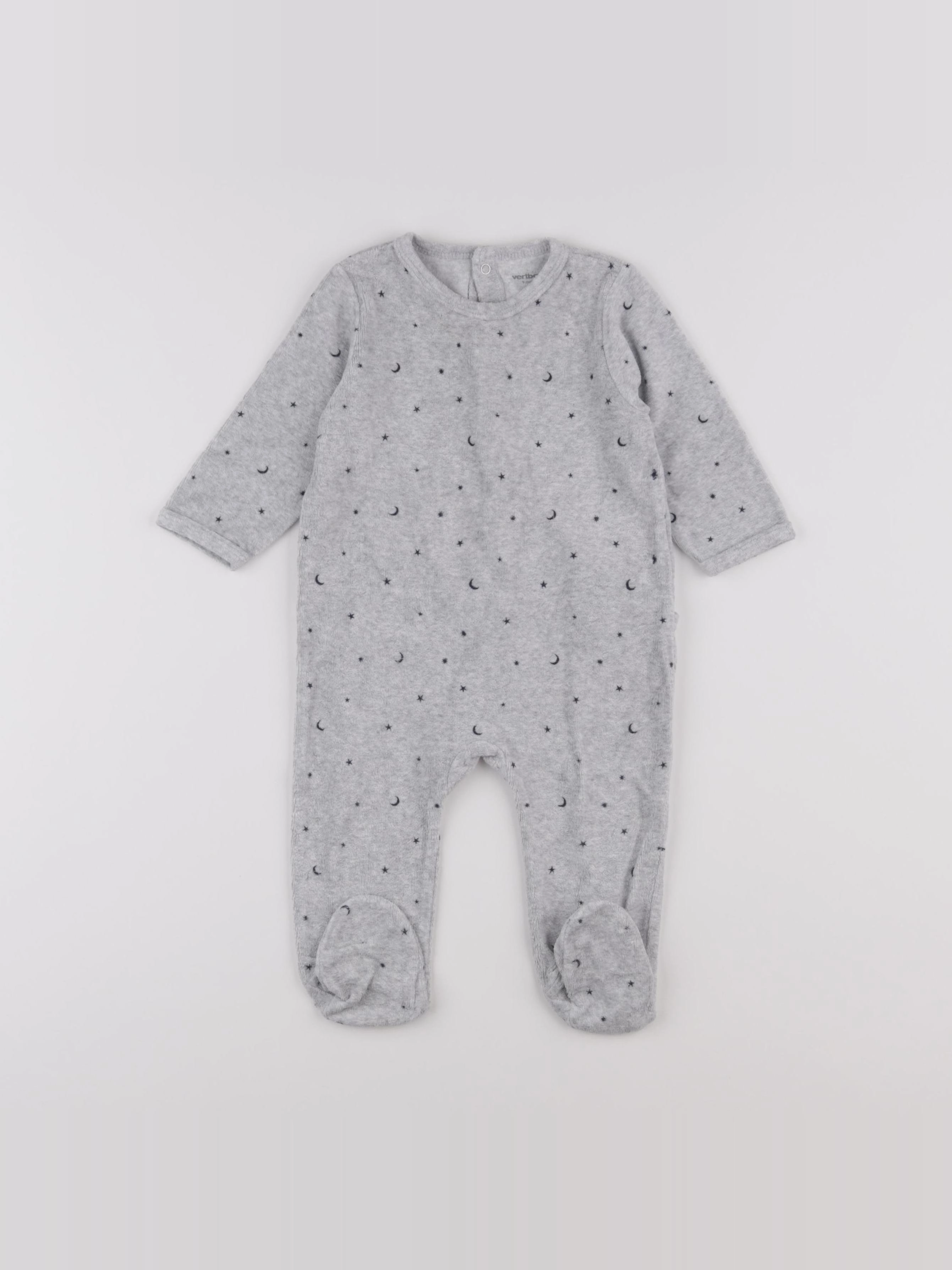 Vertbaudet - pyjama velours gris - 9 mois