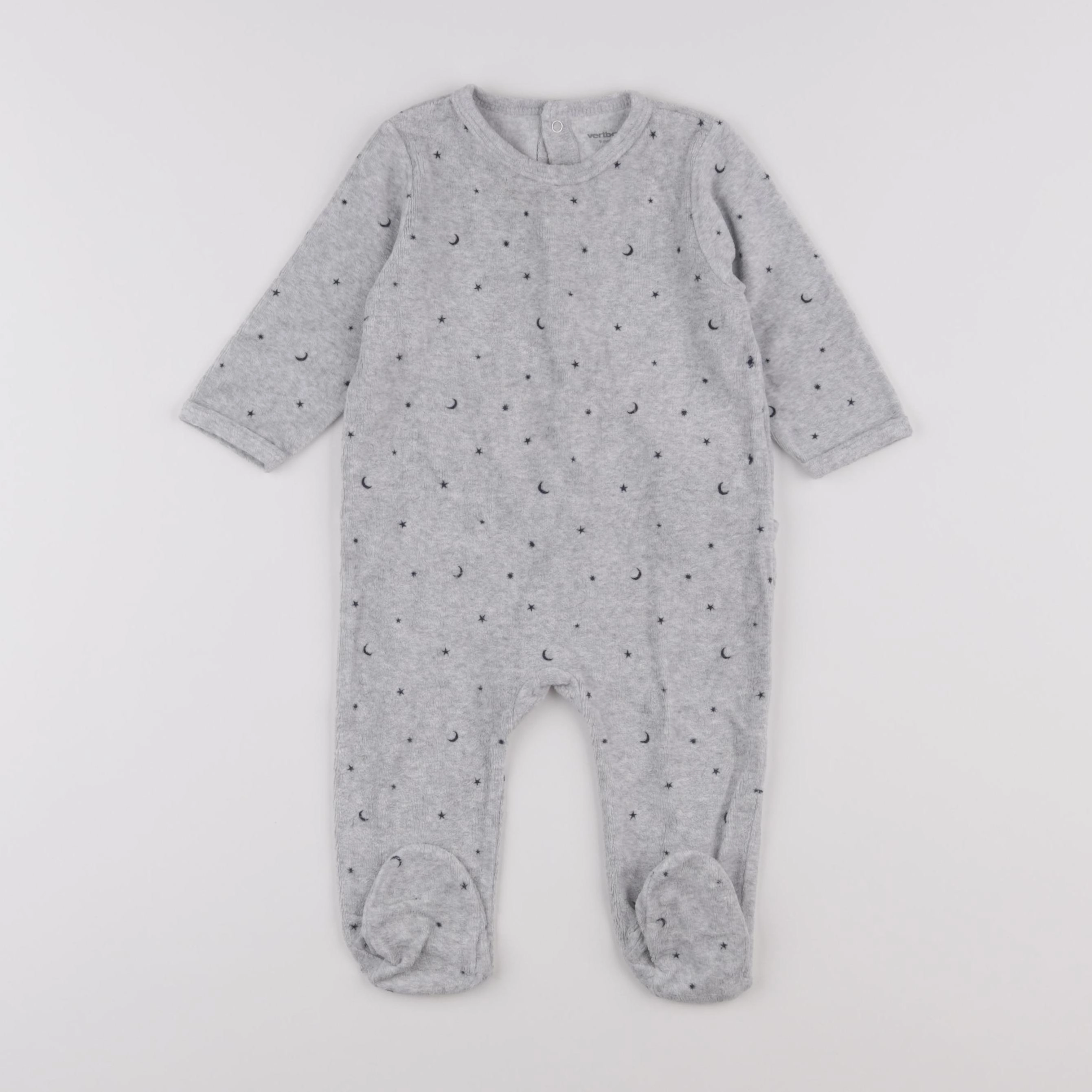 Vertbaudet - pyjama velours gris - 9 mois