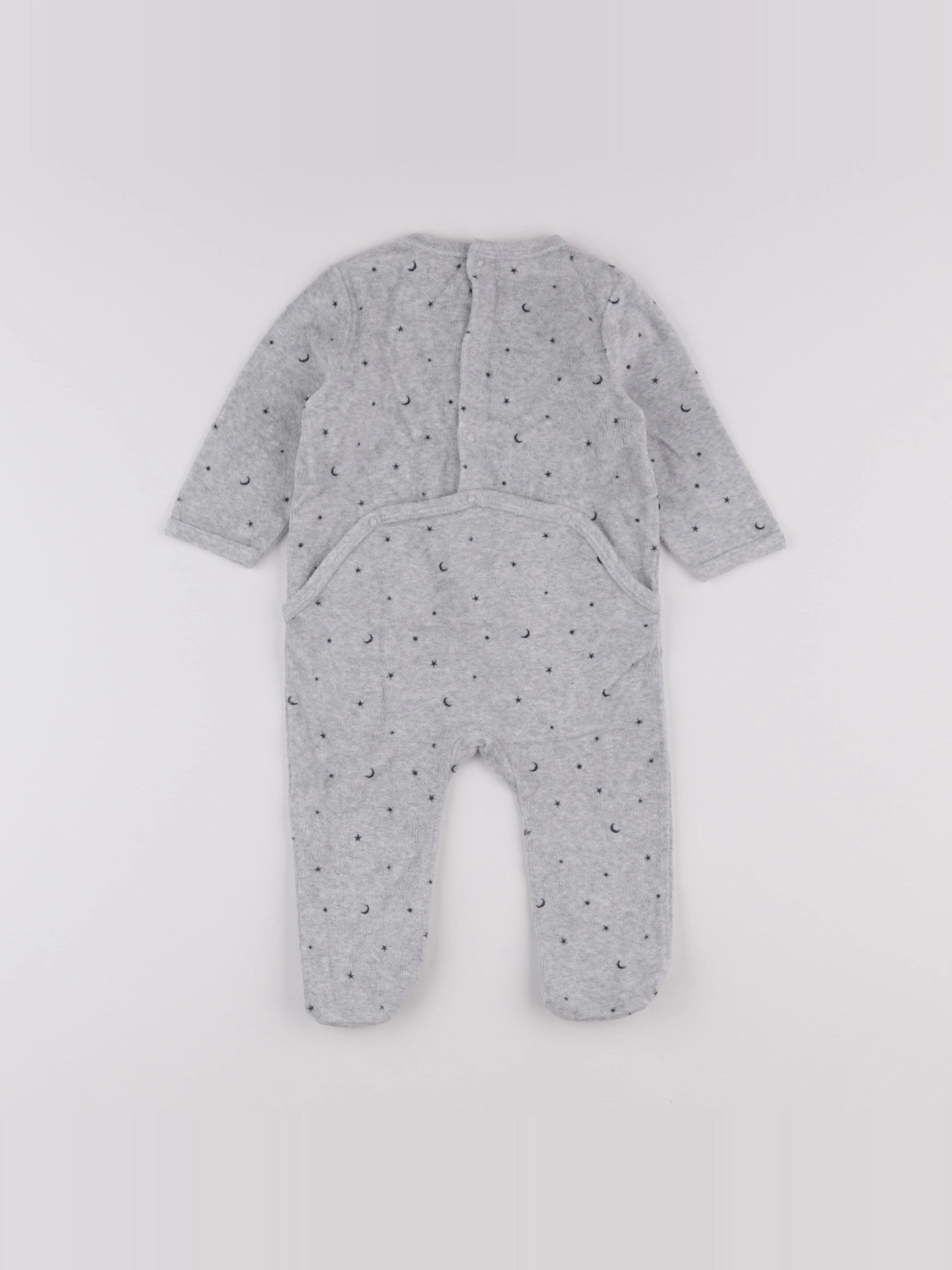 Vertbaudet - pyjama velours gris - 9 mois