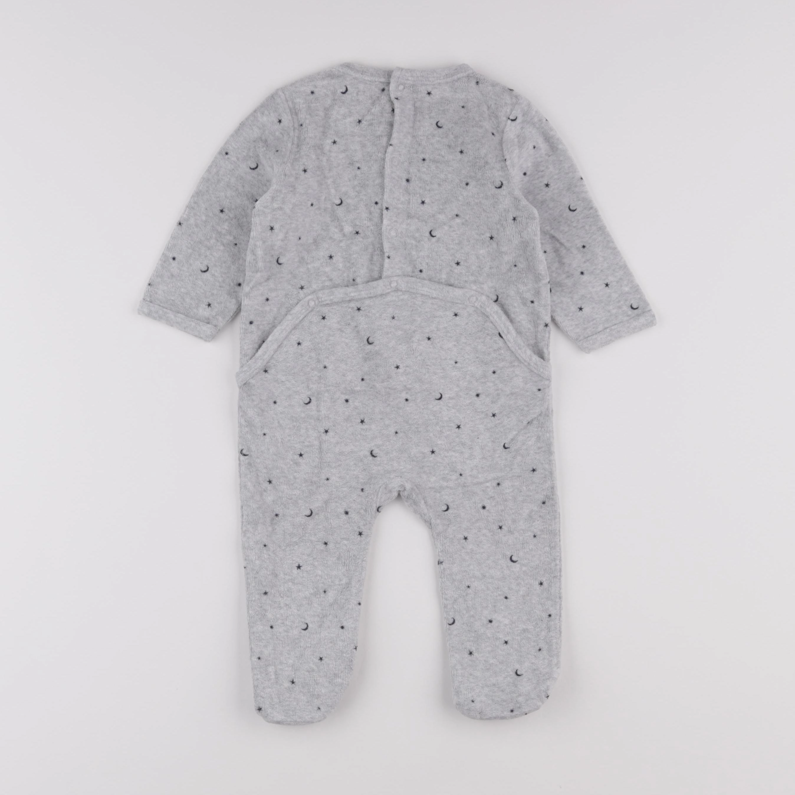 Vertbaudet - pyjama velours gris - 9 mois