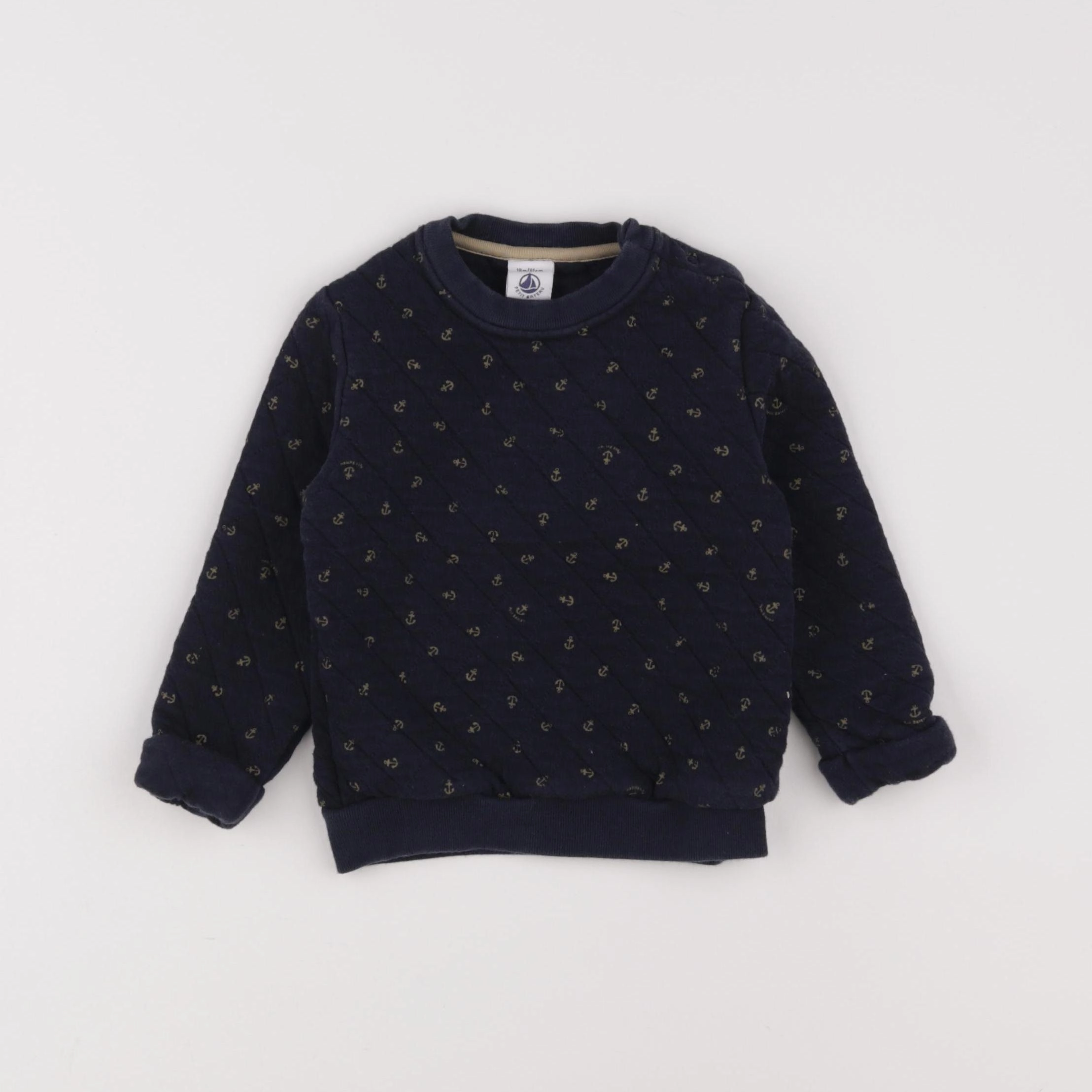 Petit Bateau - sweat bleu - 18 mois