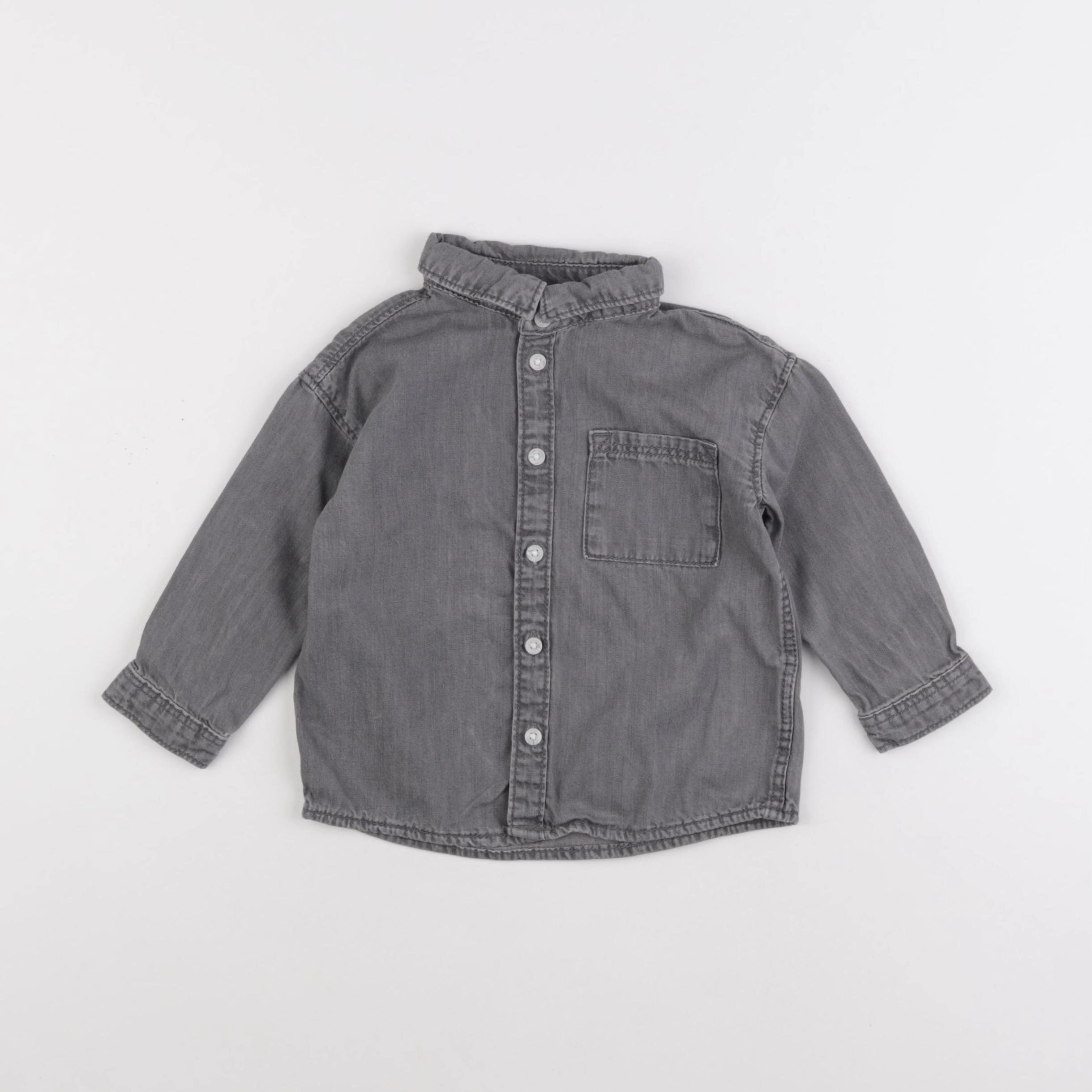 H&M - chemise gris - 12/18 mois