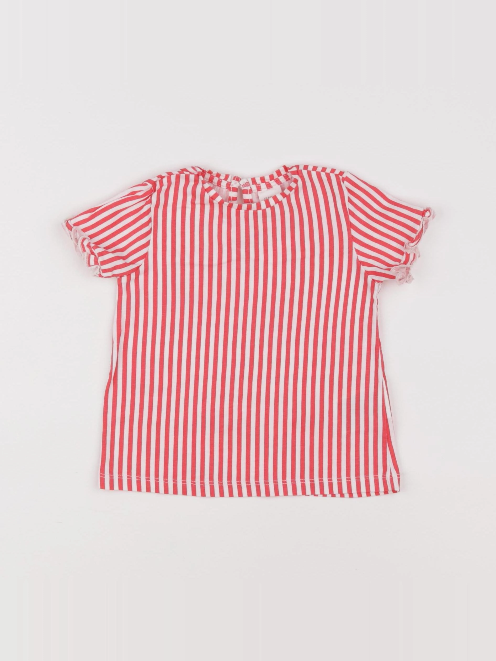 H&M - tee-shirt blanc, rouge - 6/9 mois