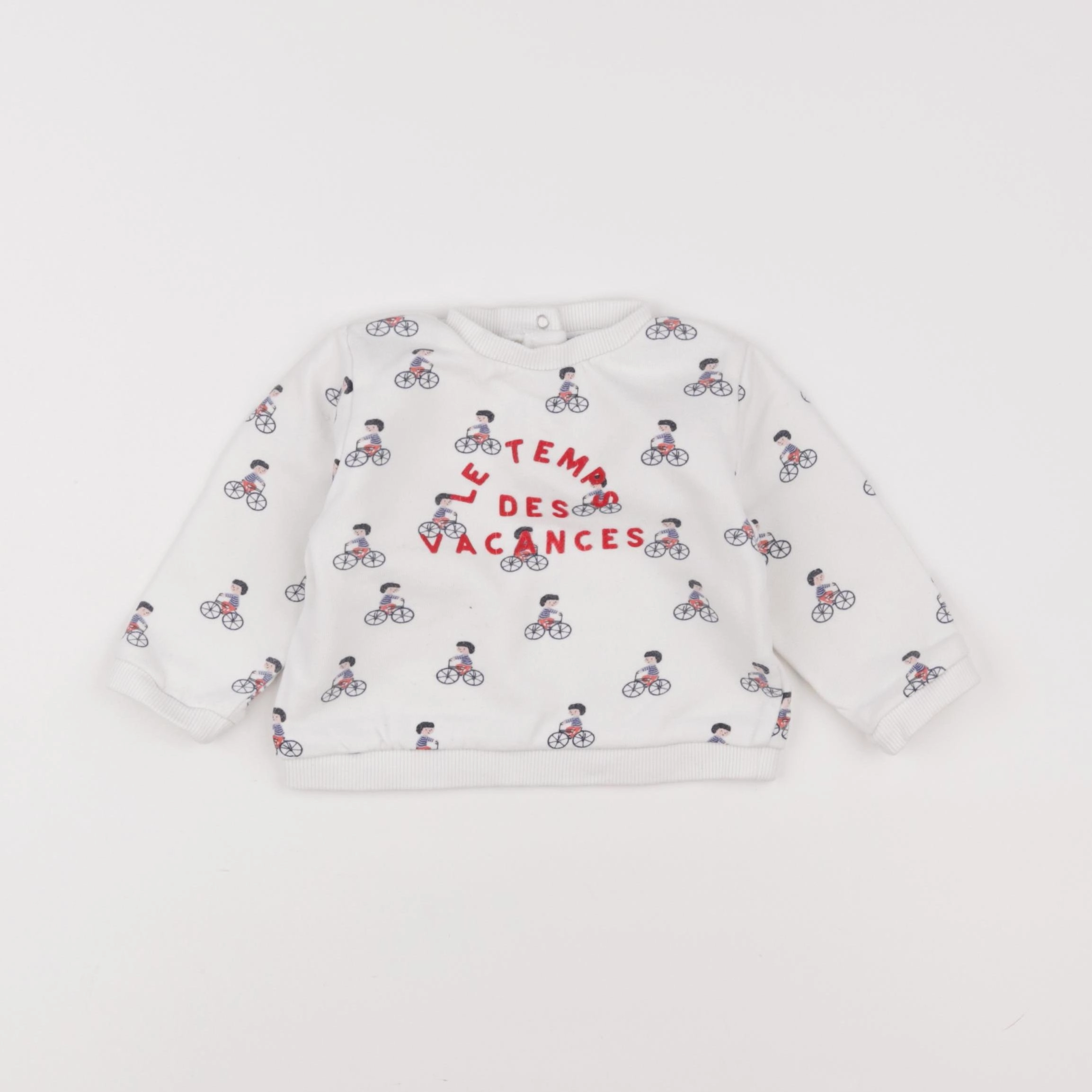 Boutchou - sweat blanc, bleu - 12 mois