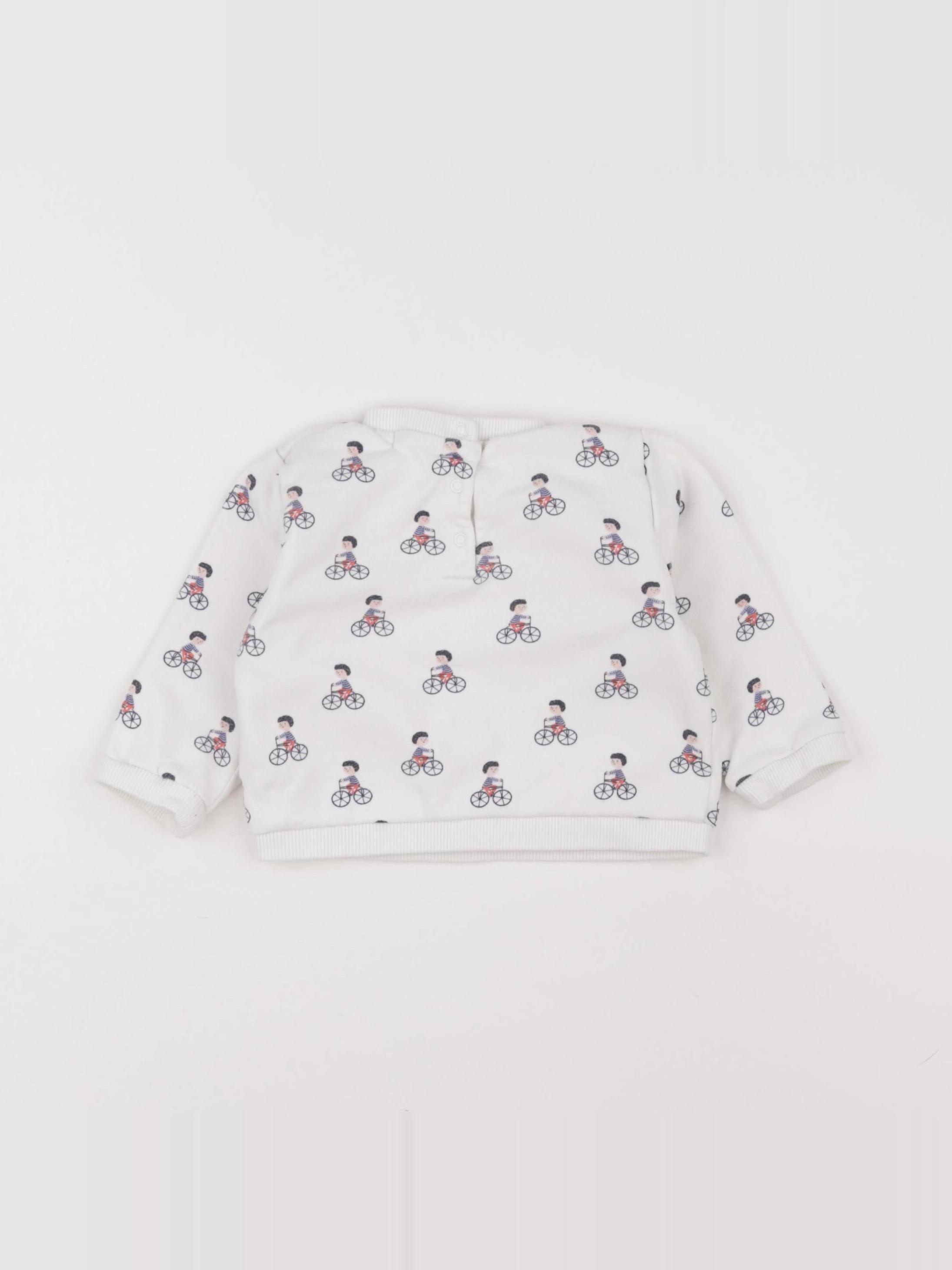 Boutchou - sweat blanc, bleu - 12 mois