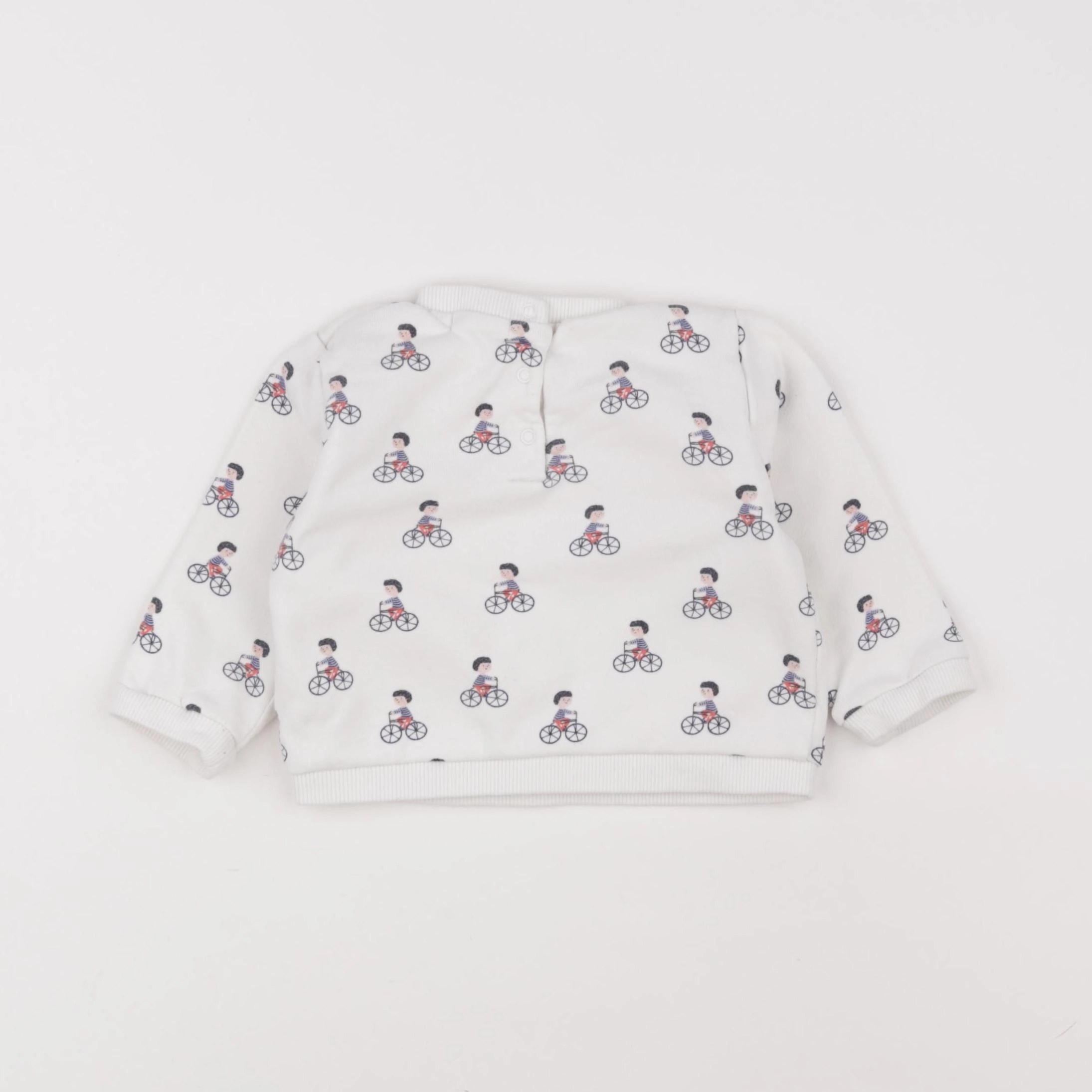 Boutchou - sweat blanc, bleu - 12 mois