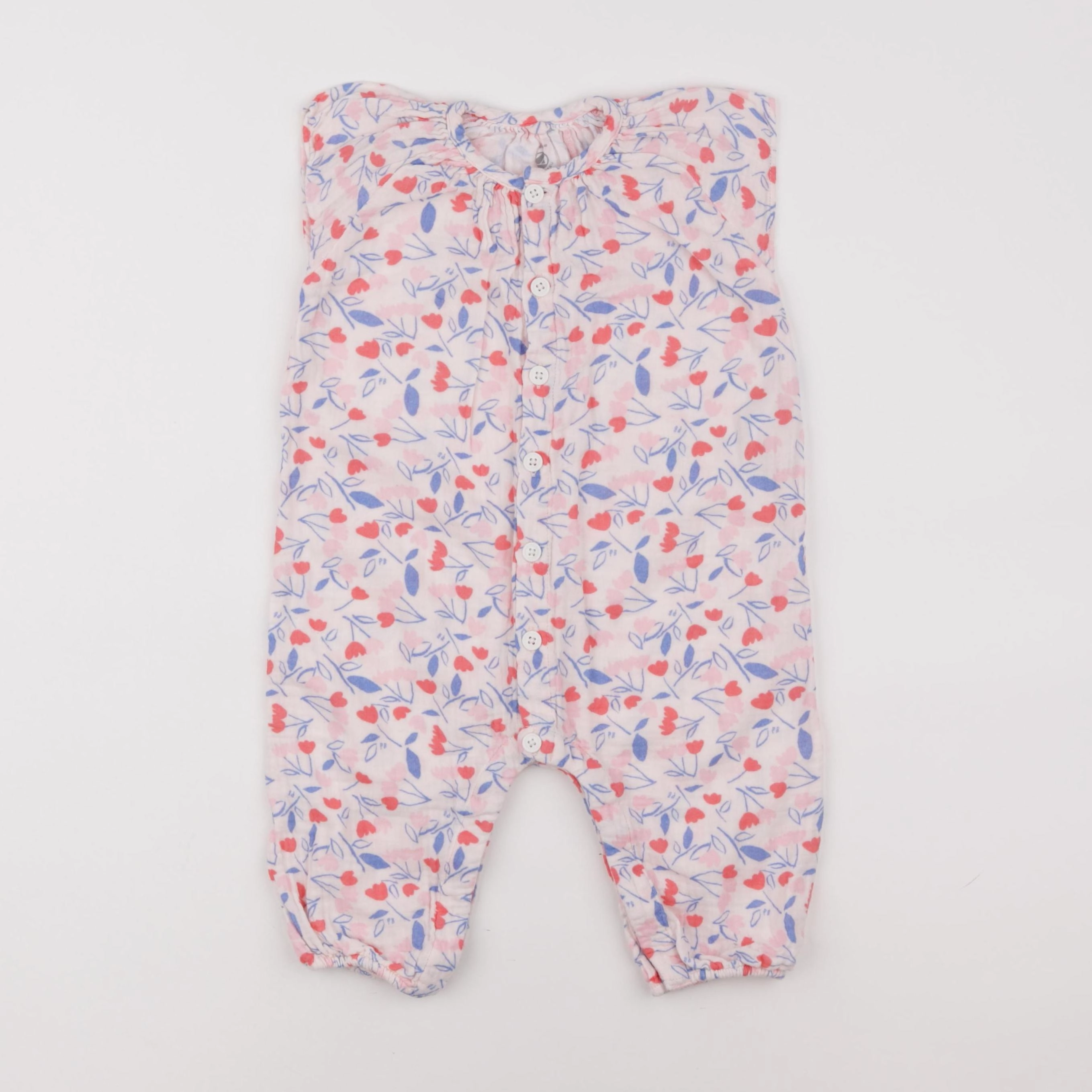Petit Bateau - combinaison bleu, rose - 12 mois