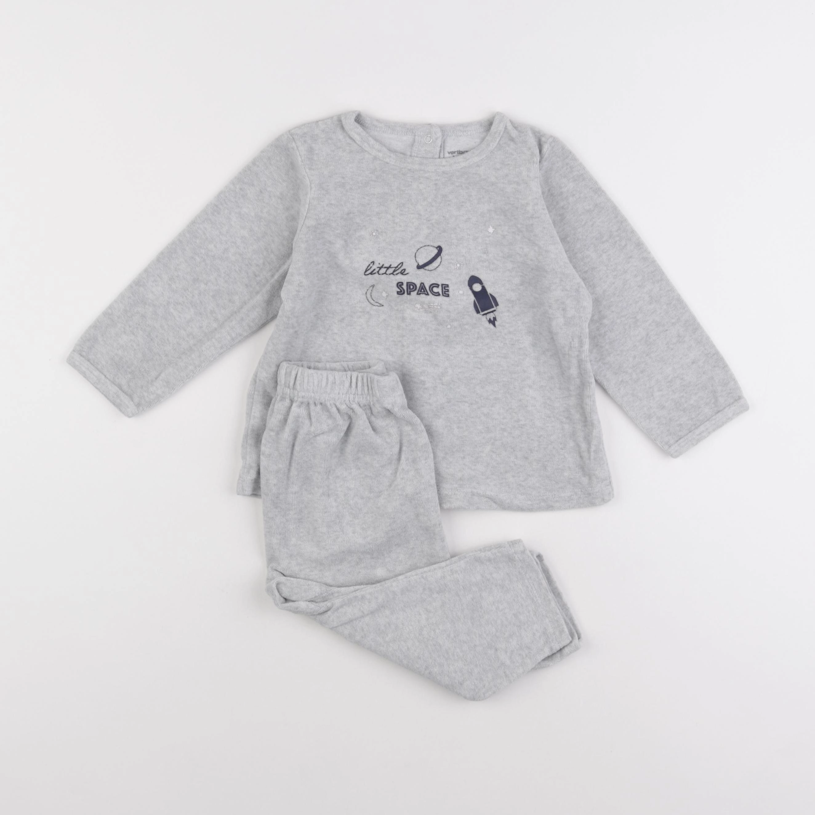 Vertbaudet - pyjama velours gris - 2 ans
