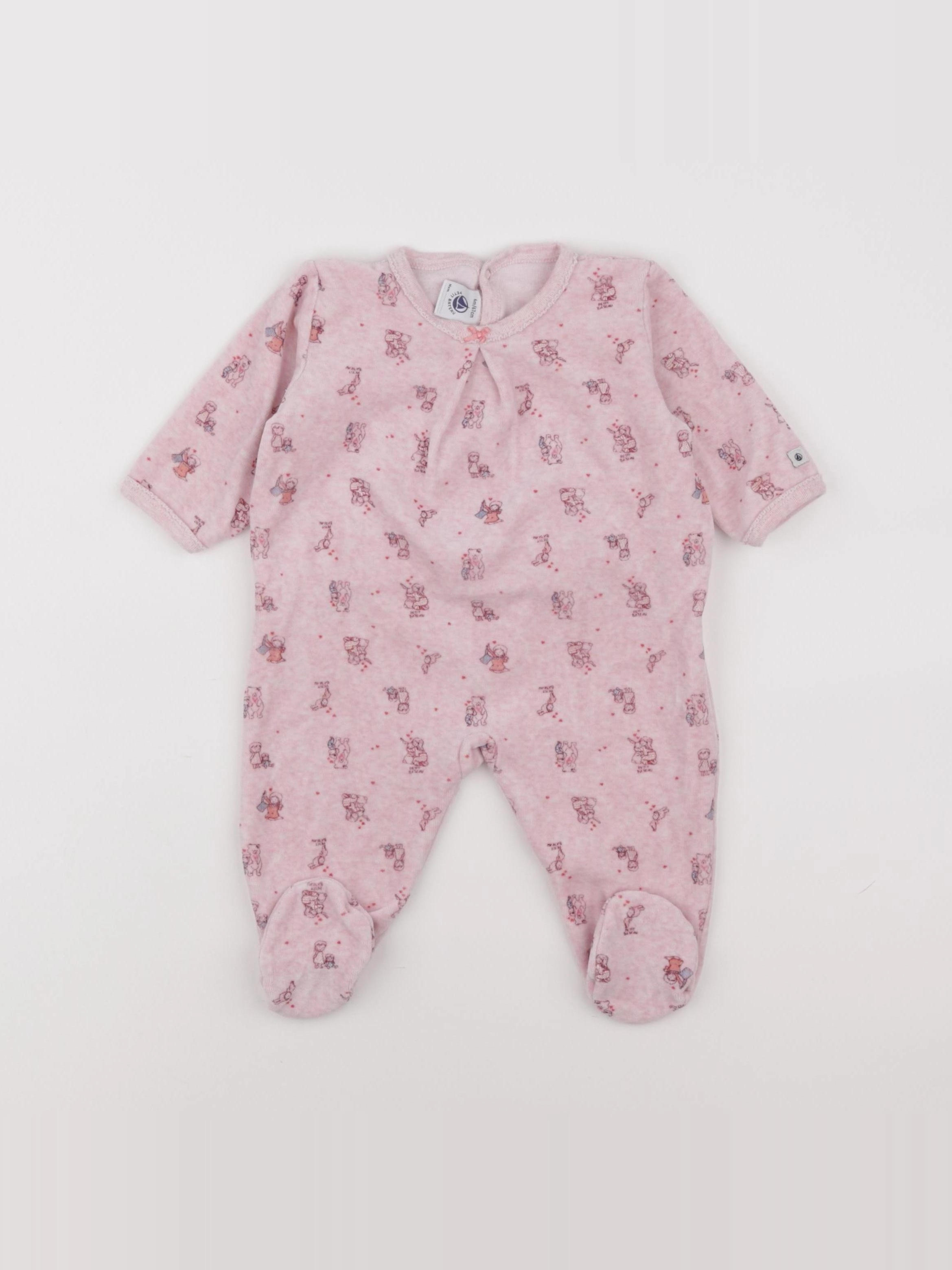 Petit Bateau - pyjama velours rose - 6 mois