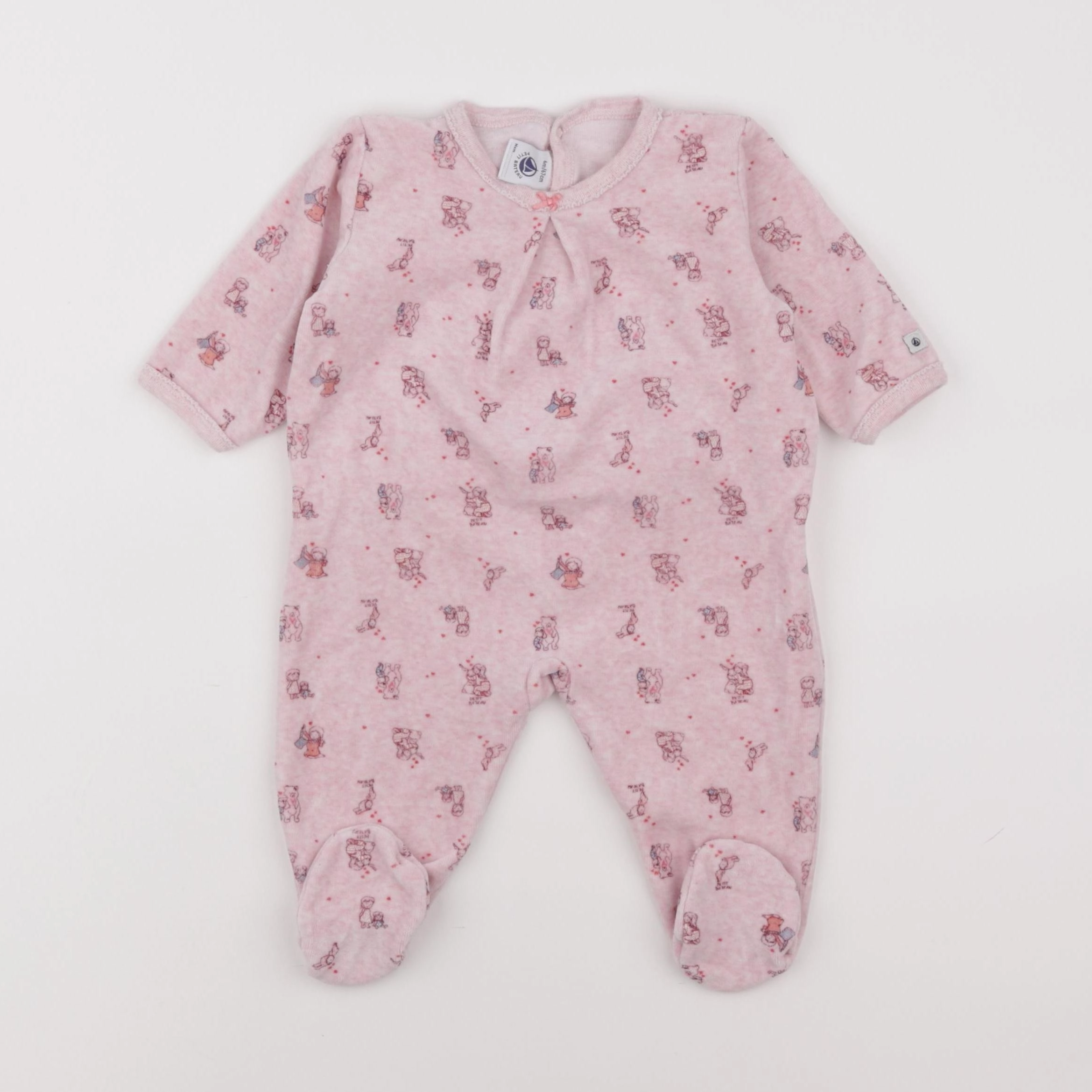 Petit Bateau - pyjama velours rose - 6 mois