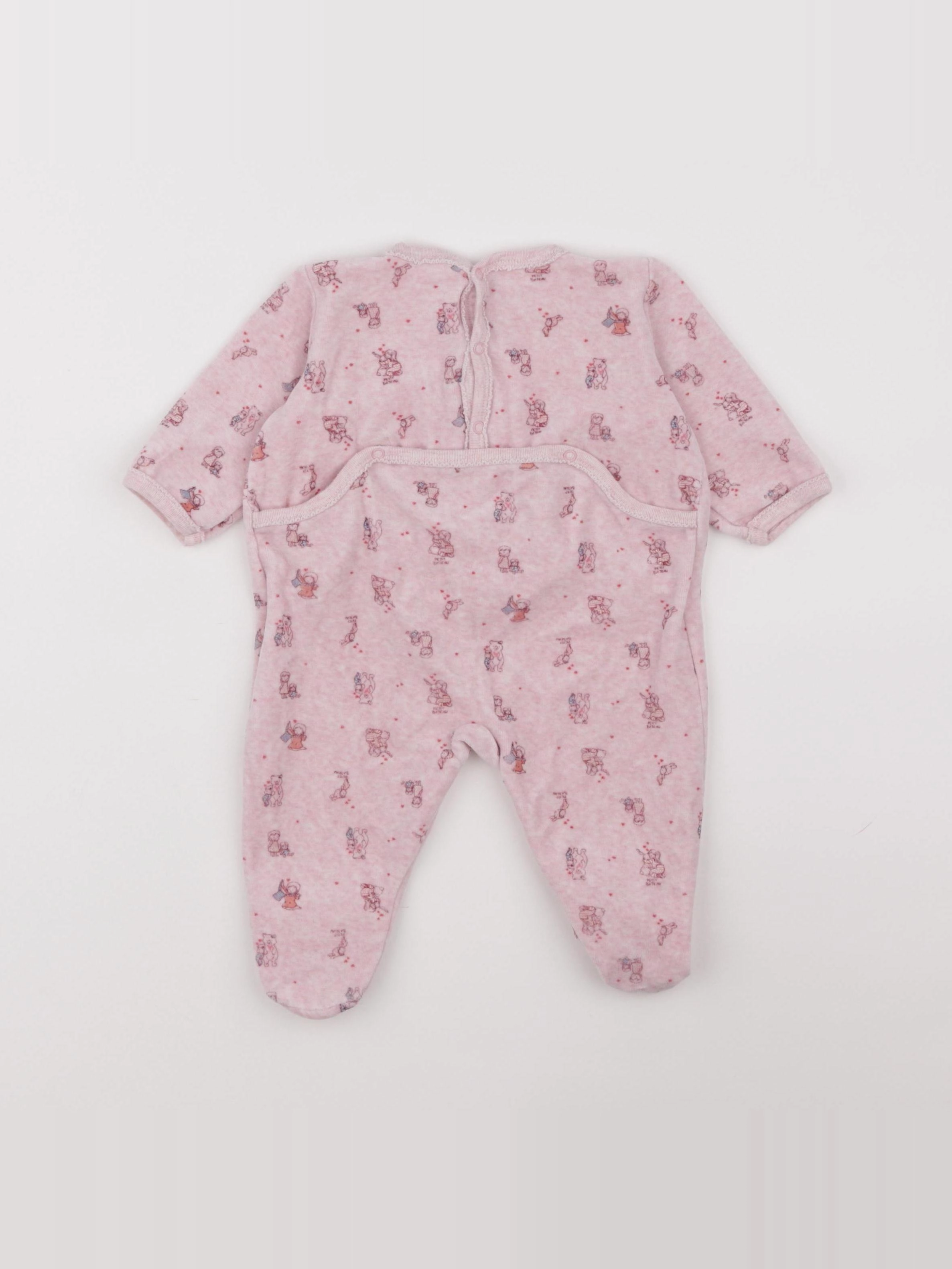 Petit Bateau - pyjama velours rose - 6 mois