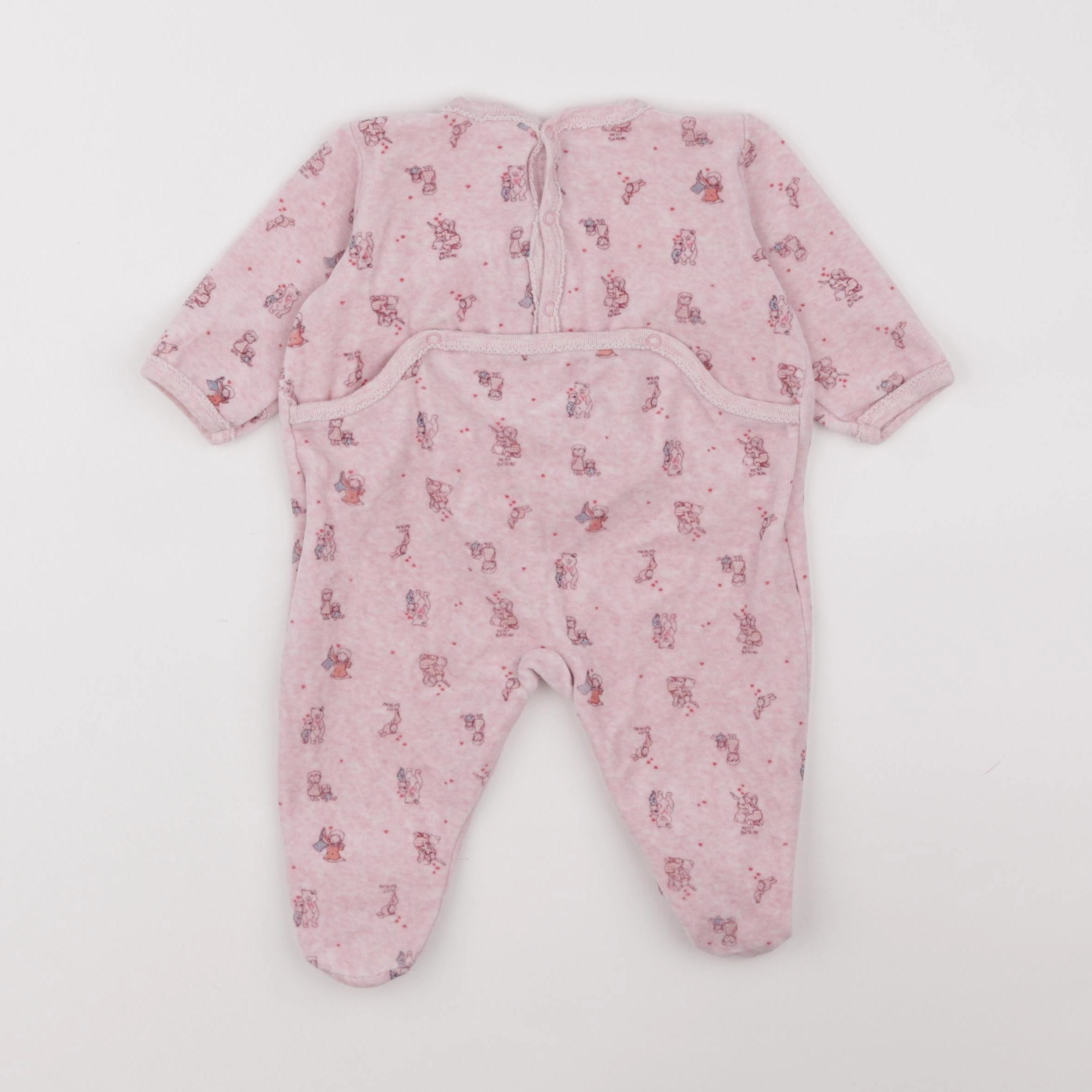 Petit Bateau - pyjama velours rose - 6 mois