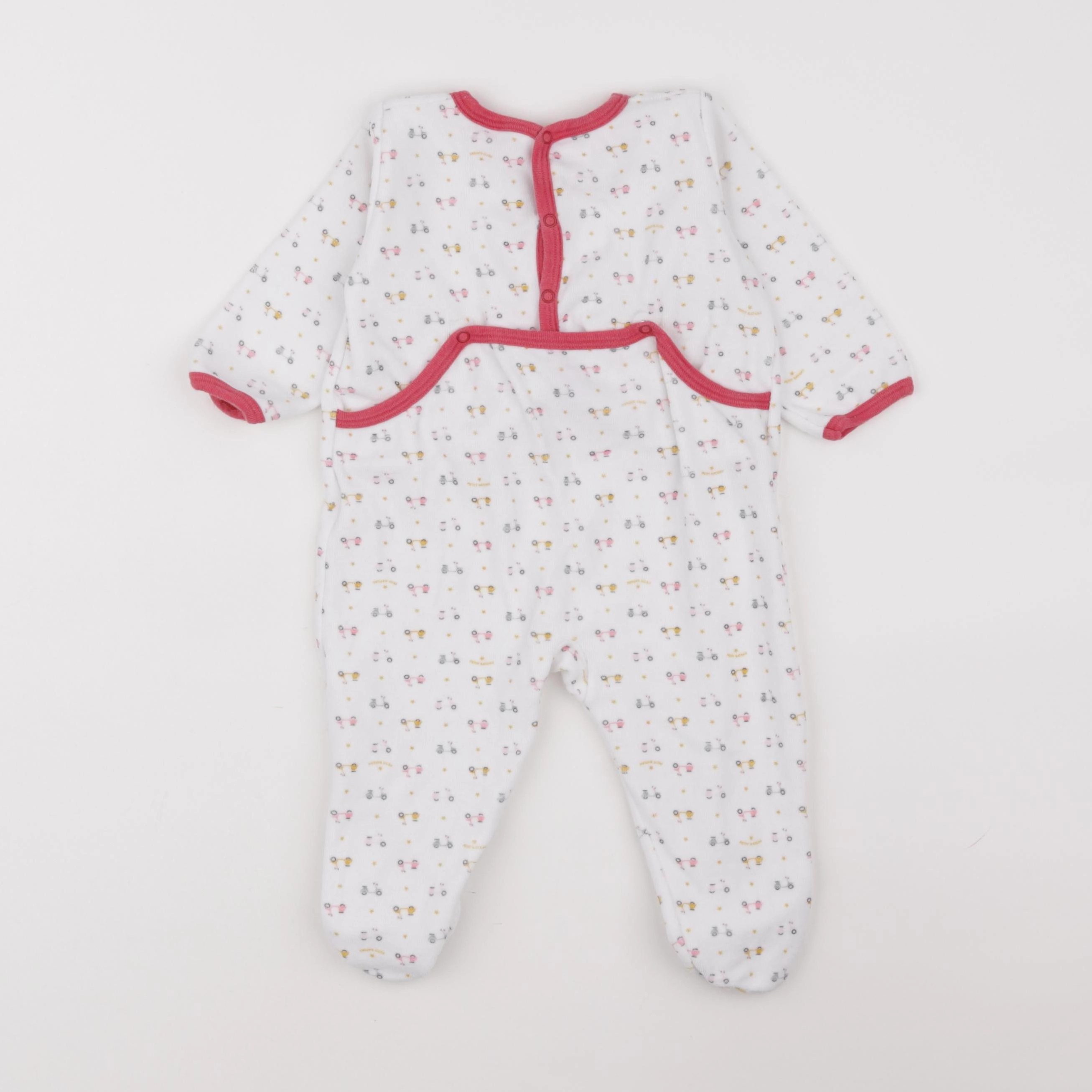Petit Bateau - pyjama velours blanc, rose - 12 mois