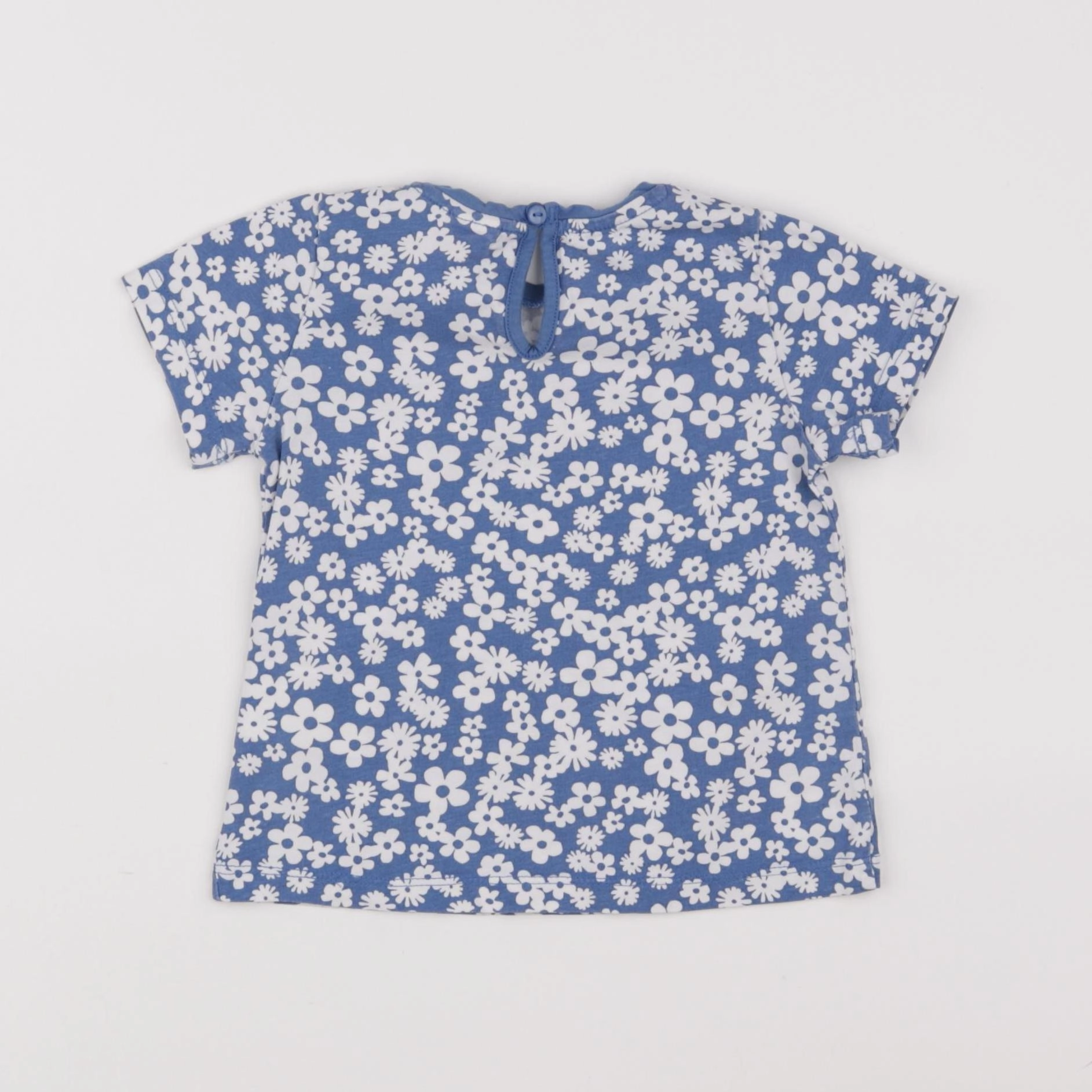 H&M - tee-shirt bleu, blanc - 6/9 mois