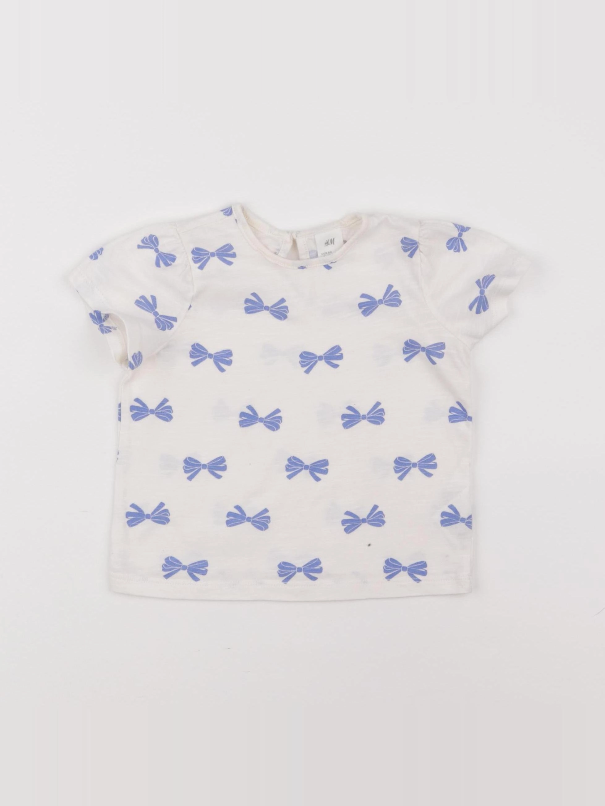 H&M - tee-shirt beige, bleu - 6/9 mois