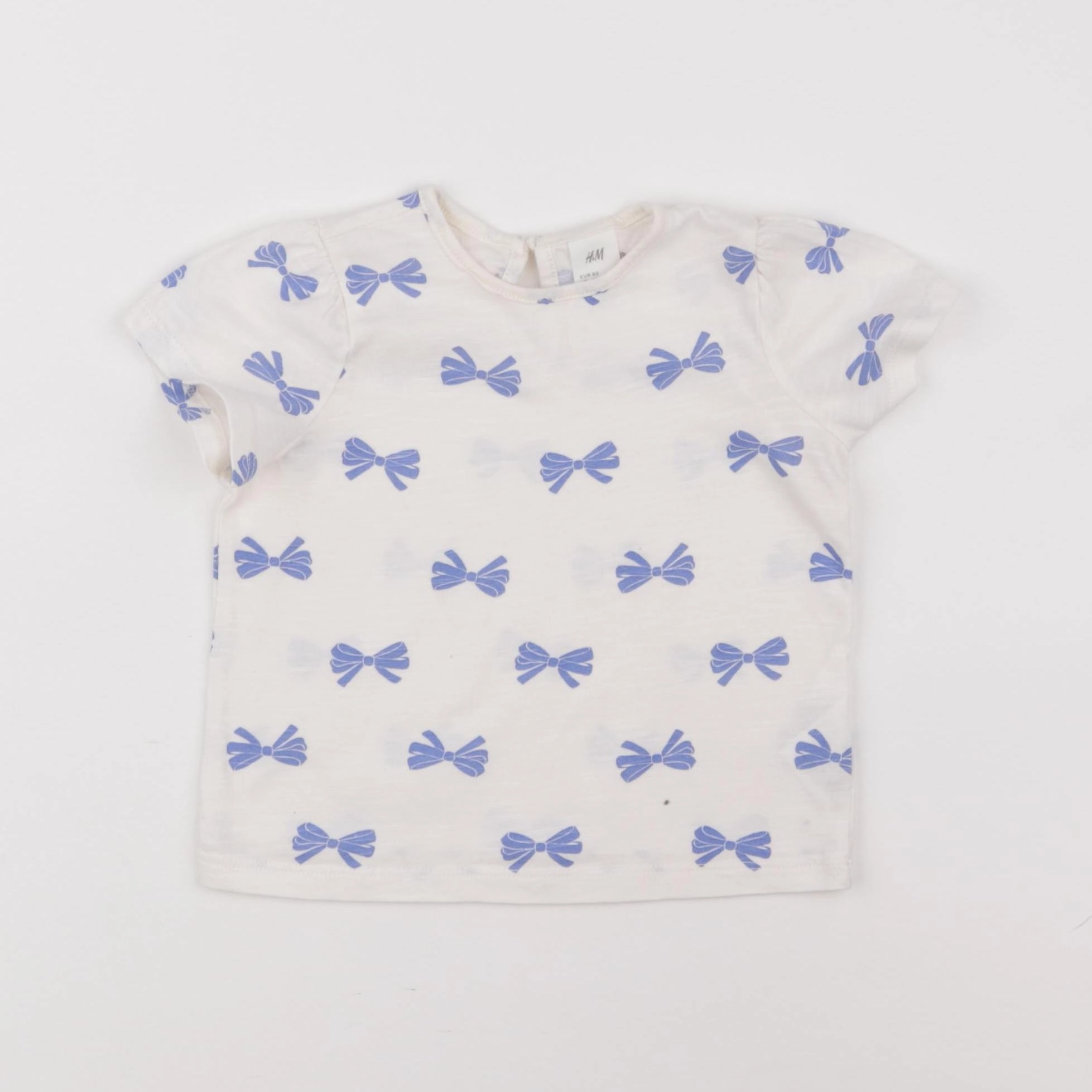 H&M - tee-shirt beige, bleu - 6/9 mois