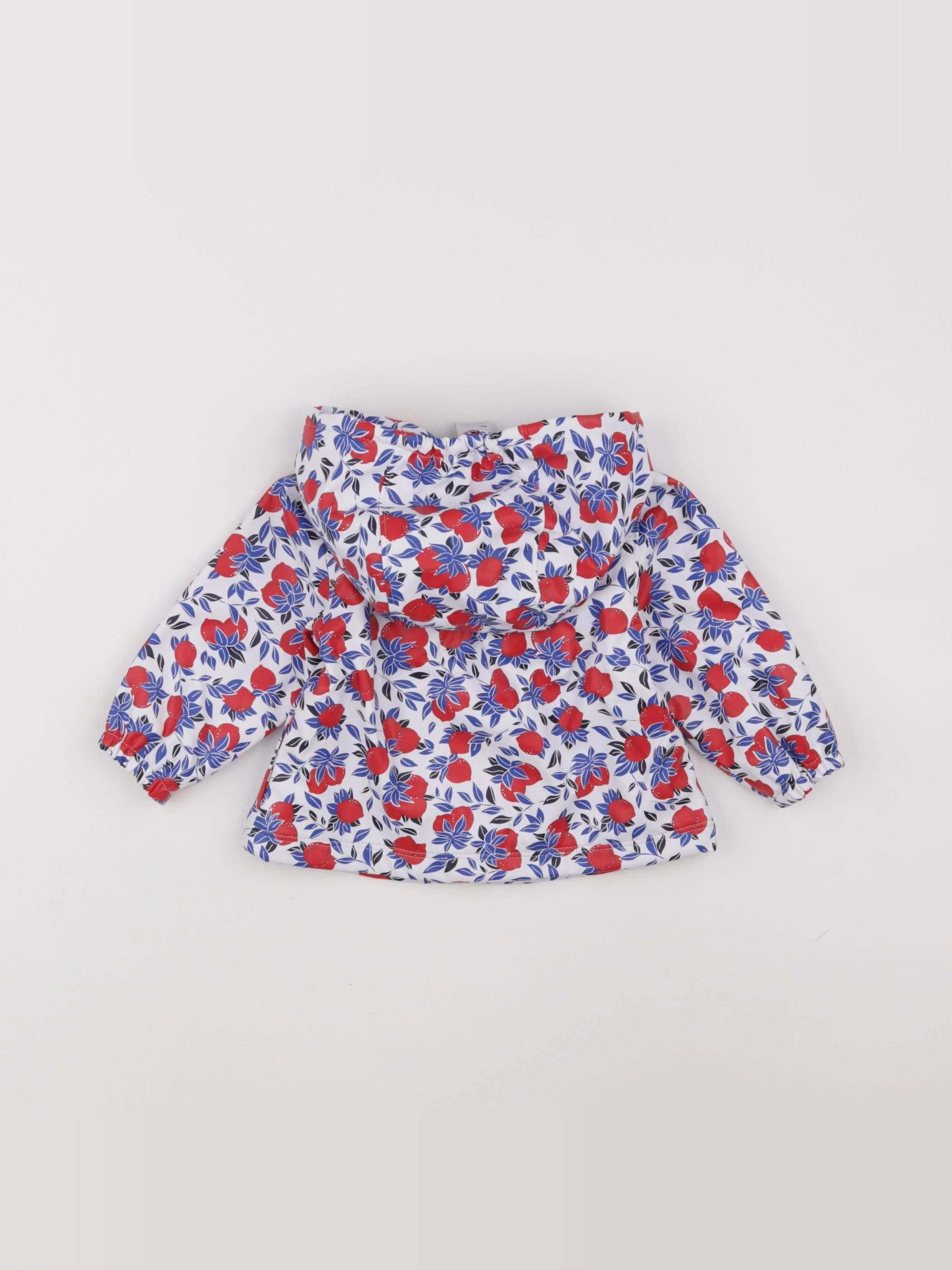 Petit Bateau - imperméable blanc, bleu, rouge - 6 mois